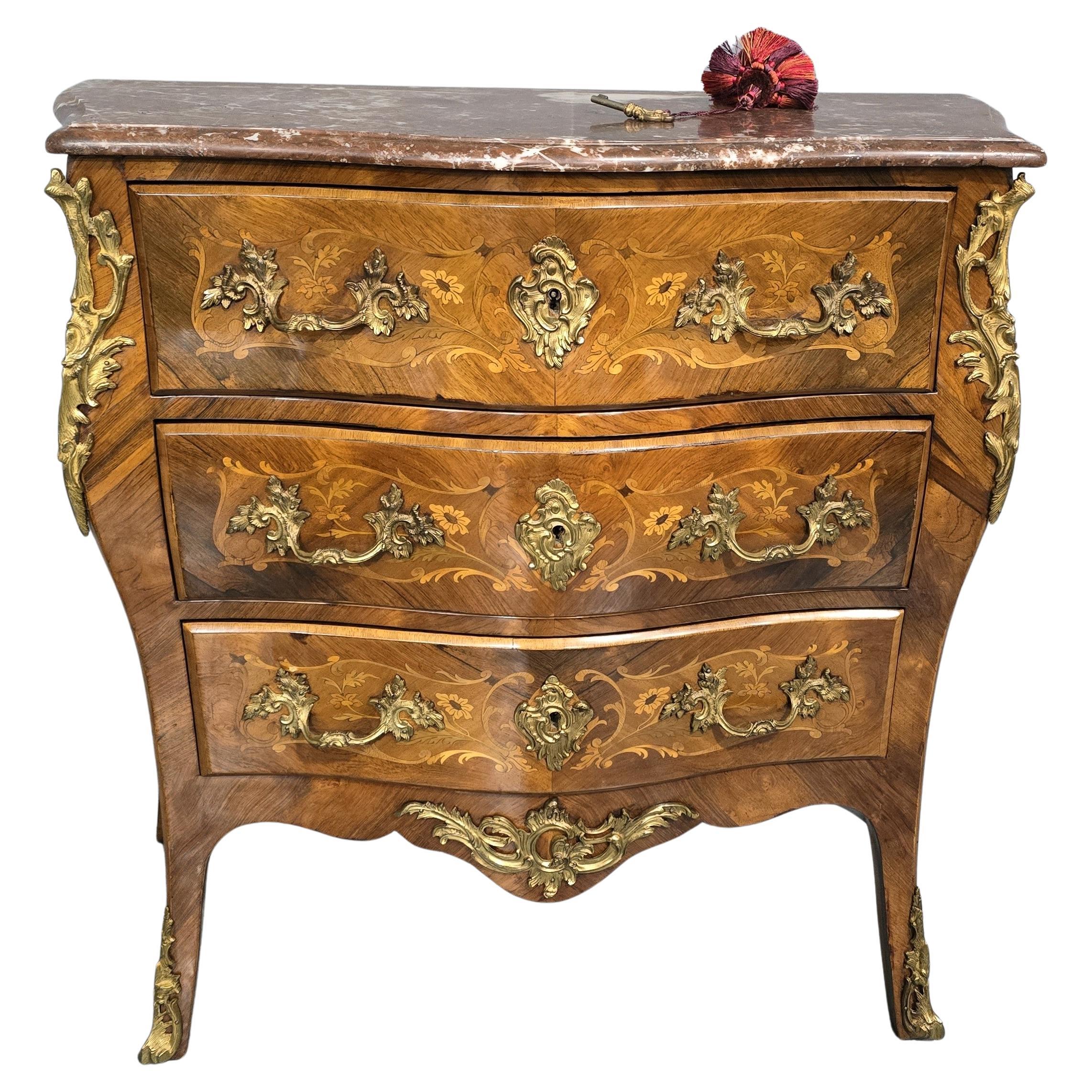 Super French Marquetry Commode Chest Drawers For Sale