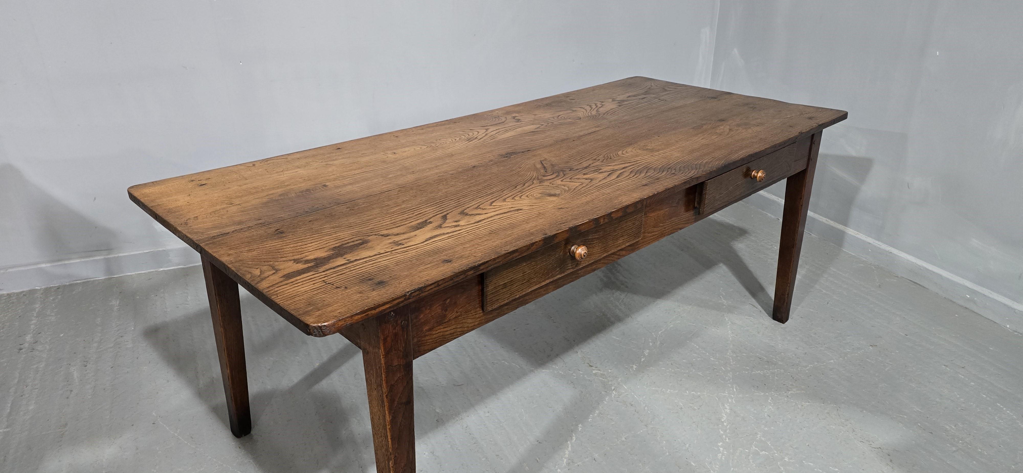 Super French Oak Kitchen Refrectory Dining Table For Sale 5