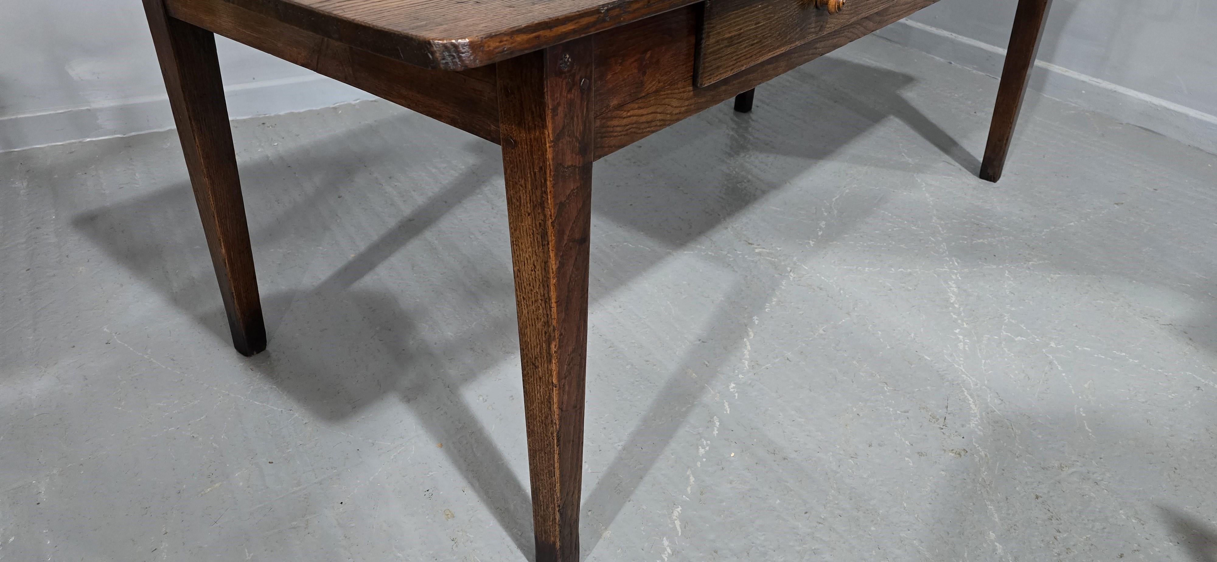 Super French Oak Kitchen Refrectory Dining Table For Sale 6