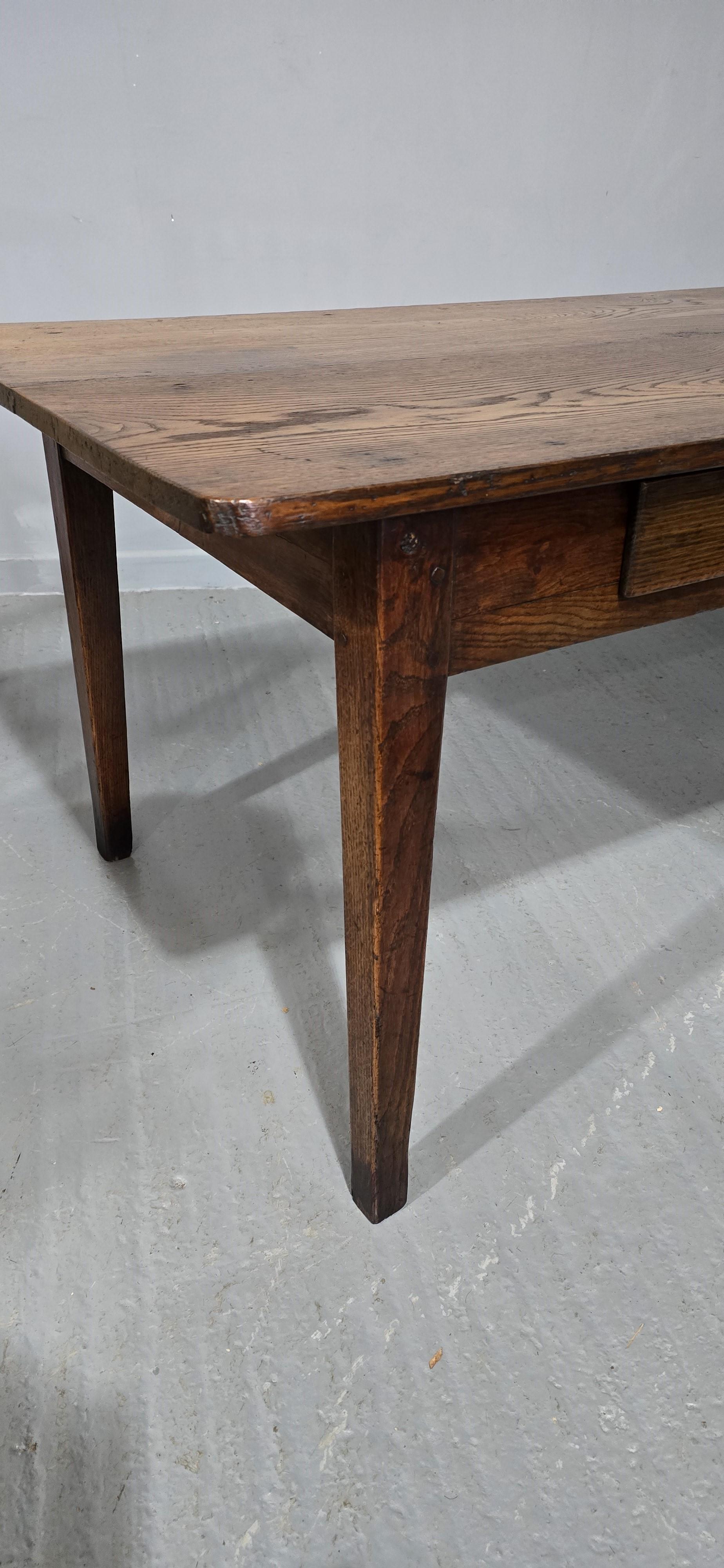 Super French Oak Kitchen Refrectory Dining Table For Sale 7