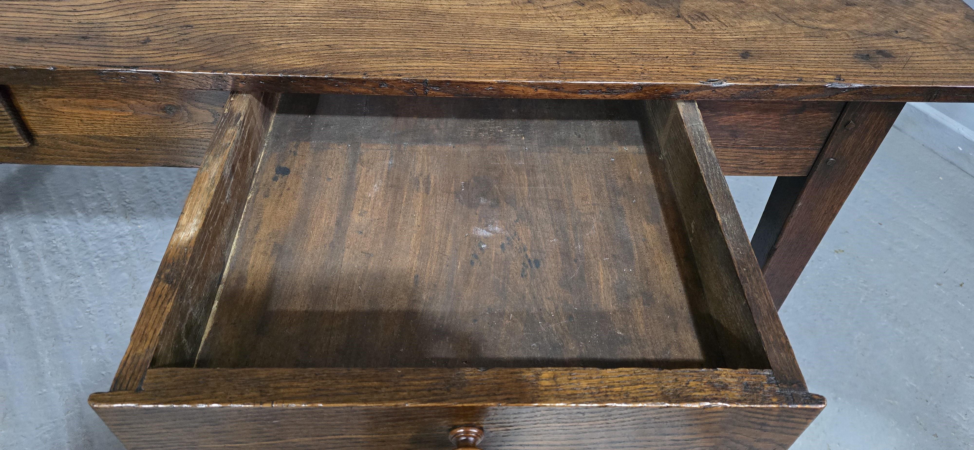 Super French Oak Kitchen Refrectory Dining Table For Sale 1
