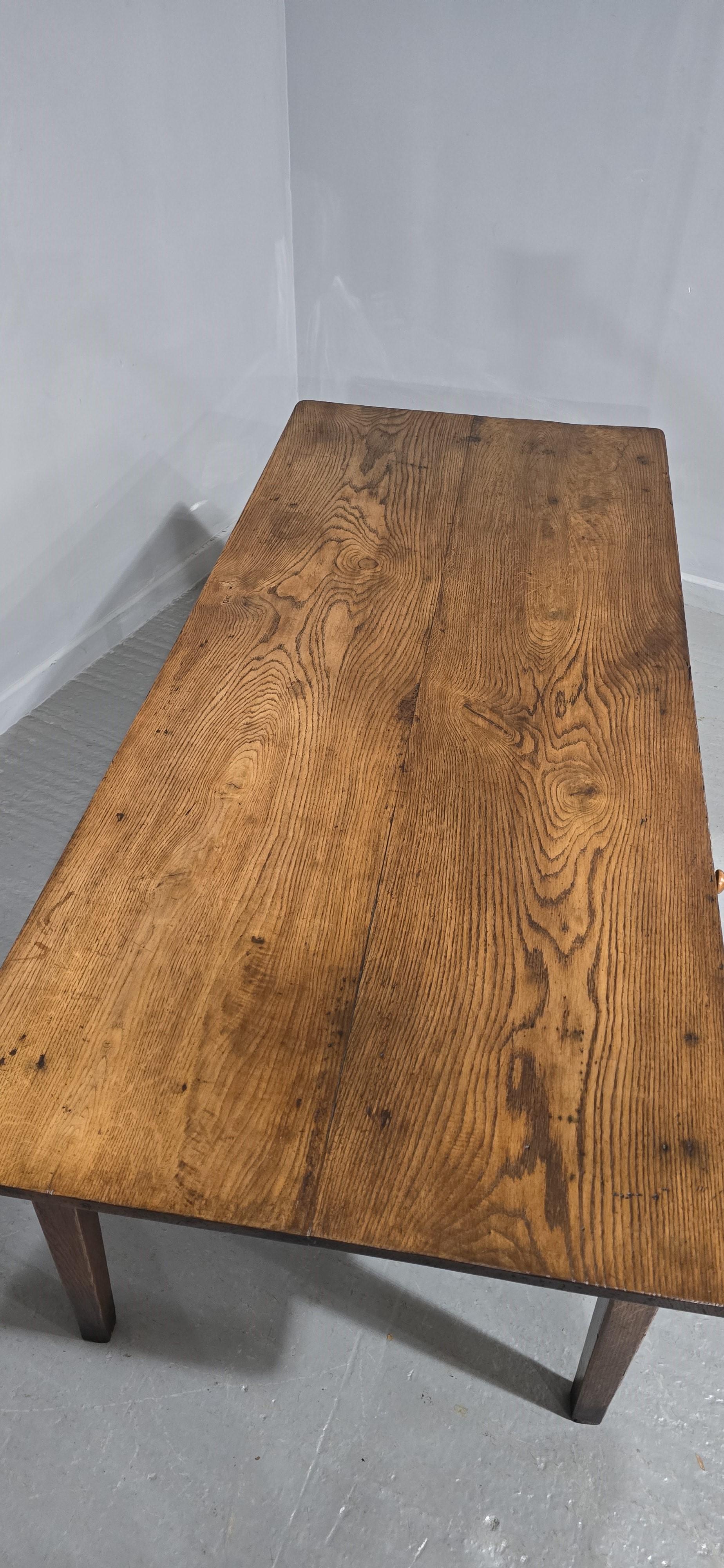 Super French Oak Kitchen Refrectory Dining Table For Sale 3