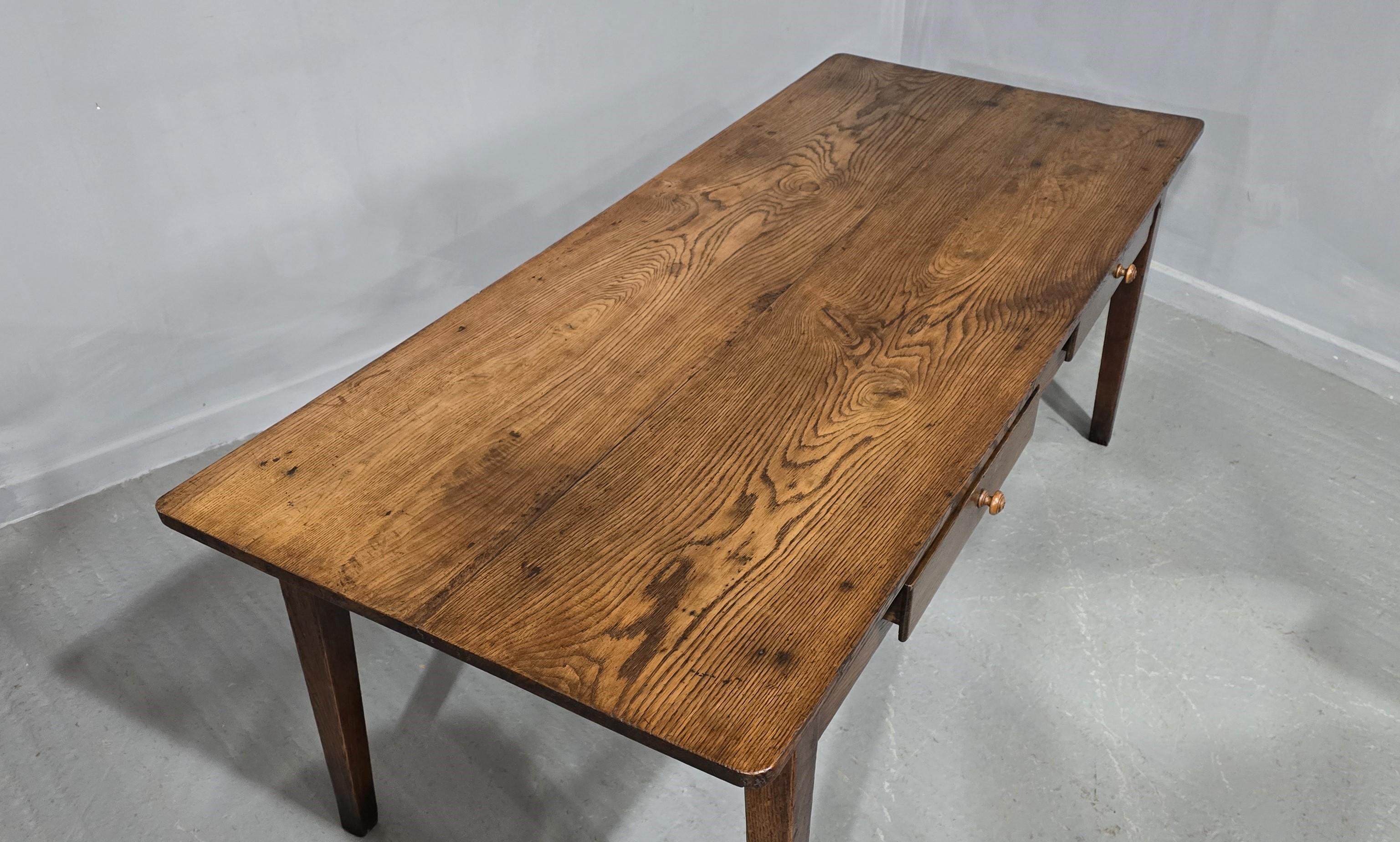Super French Oak Kitchen Refrectory Dining Table For Sale 4
