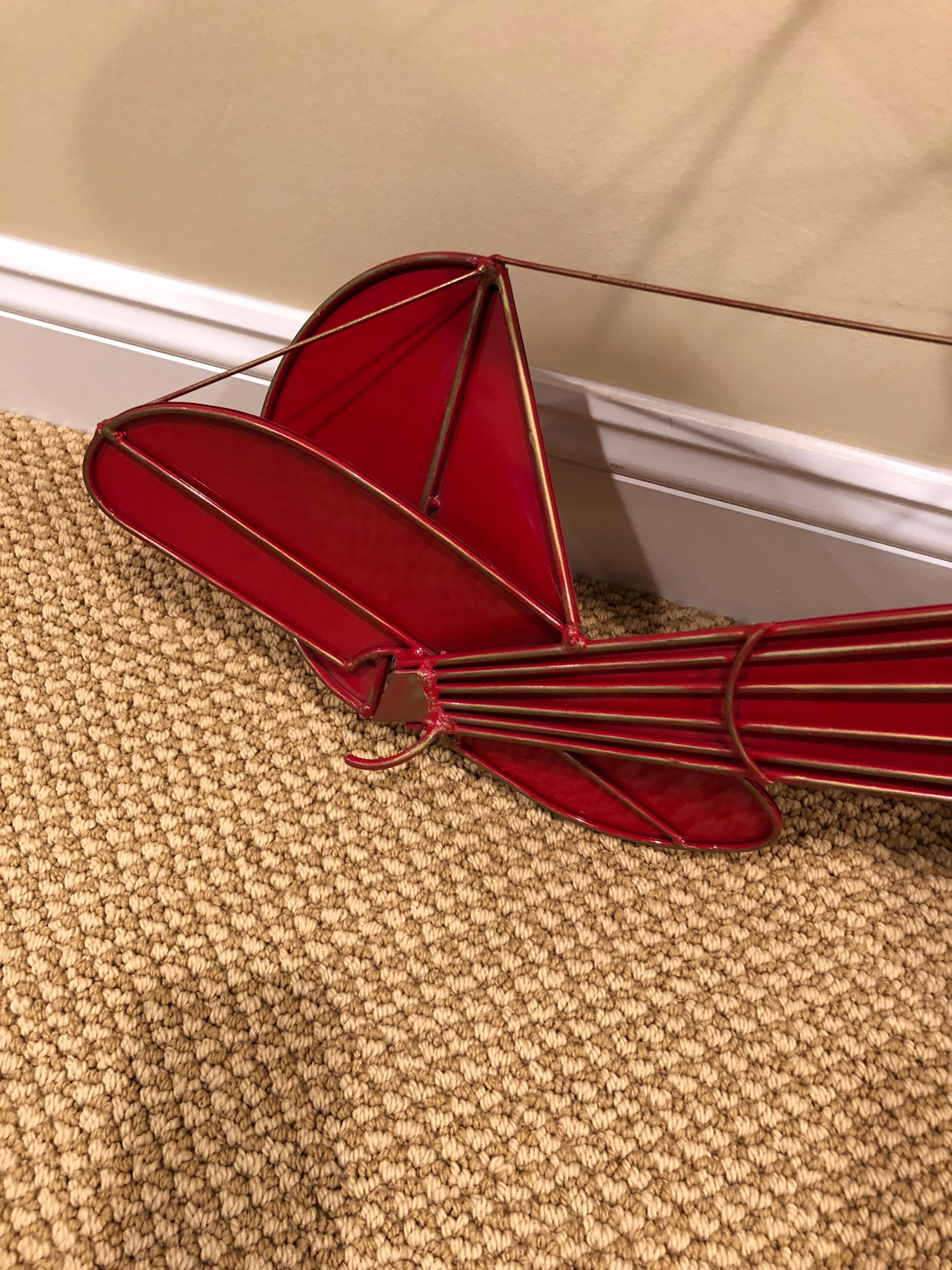 Super Fun Bold Red Airplane Wall Sculpture by Curtis Jere 4