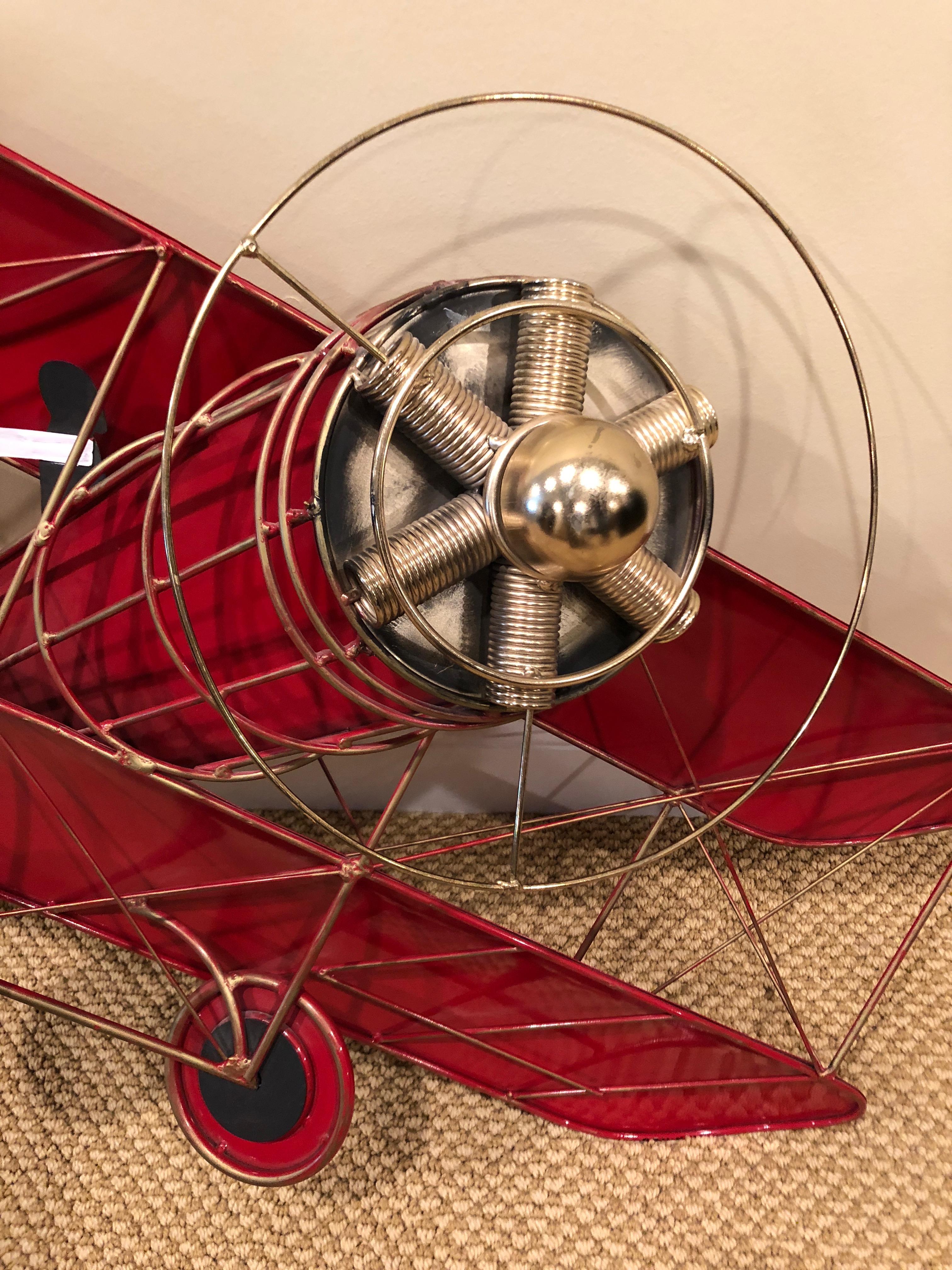 Late 20th Century Super Fun Bold Red Airplane Wall Sculpture by Curtis Jere