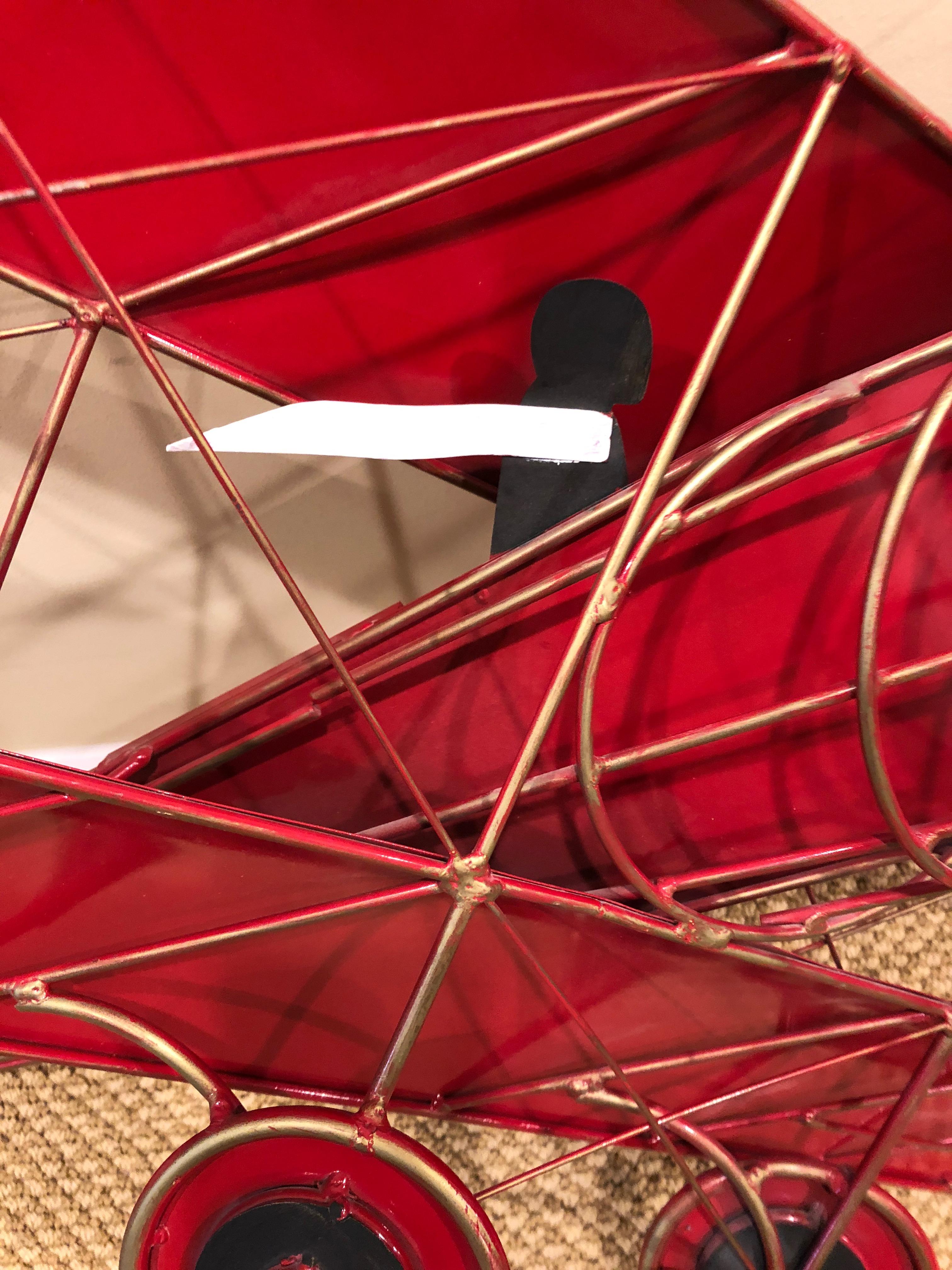 Metal Super Fun Bold Red Airplane Wall Sculpture by Curtis Jere