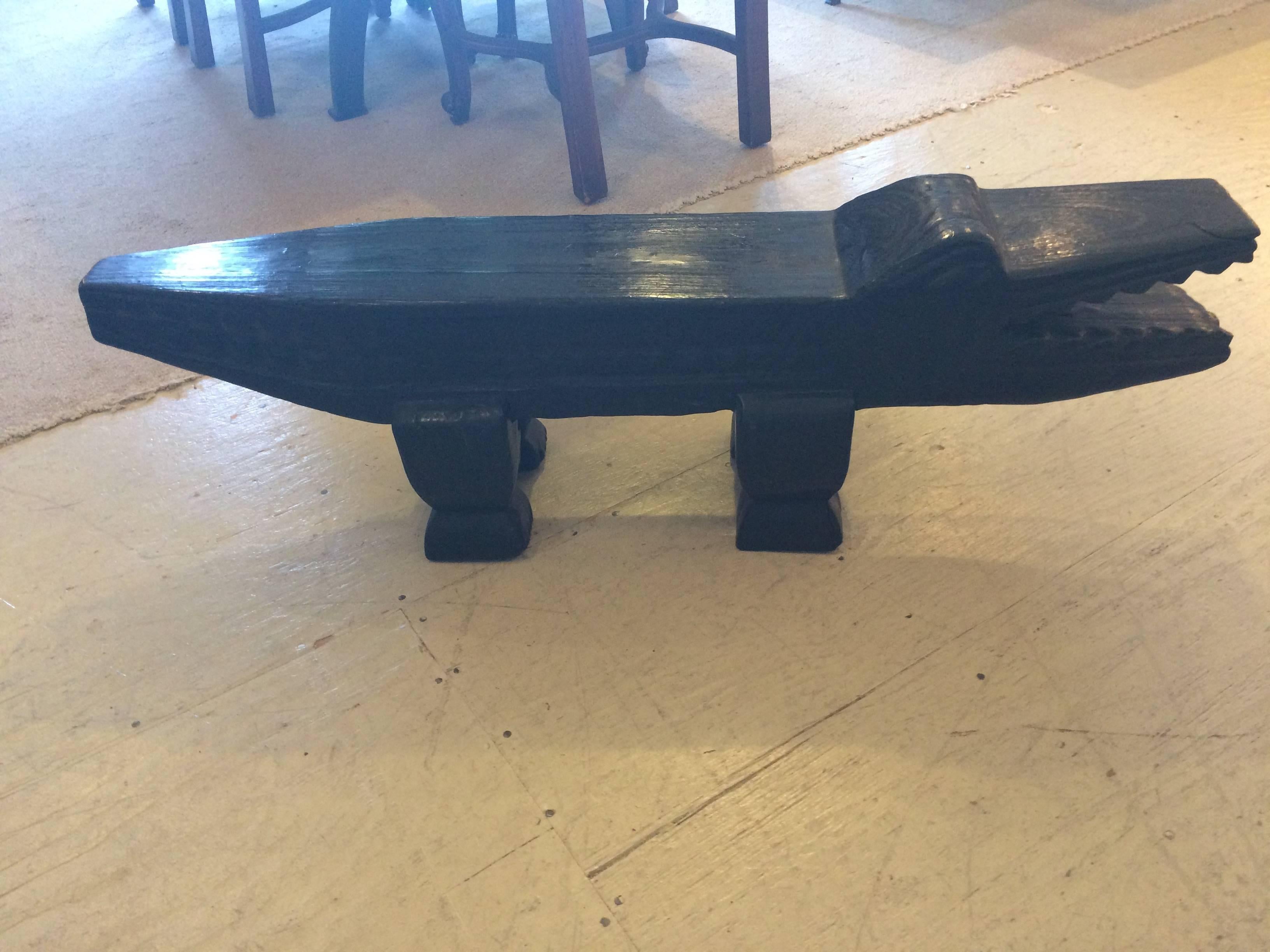 Super Funky Indonesian Carved Wood Alligator Coffee Table or Sculpture 1