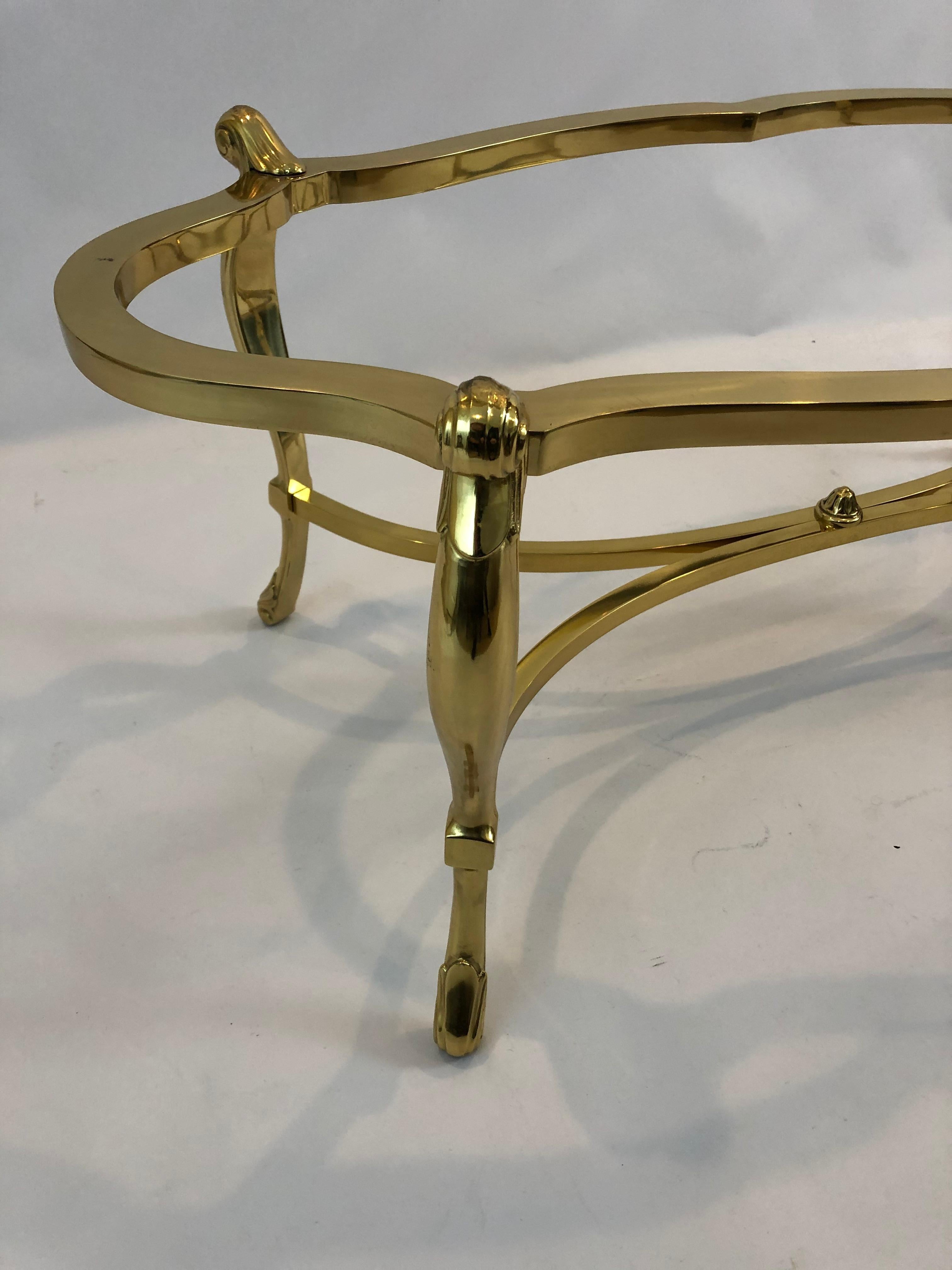 Super Glam LaBarge Brass & Glass Oval Coffee Table 2