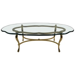 Super Glam LaBarge Brass & Glass Oval Coffee Table