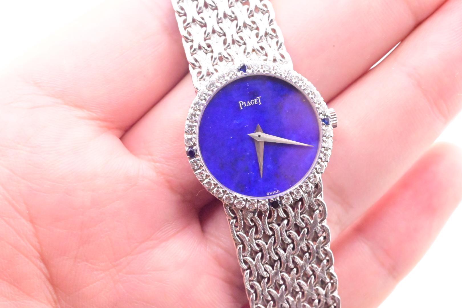 Super Gorgeous 18K White Gold Piaget Ladies Watch Lapis Dial 926 M22 Ref 6
