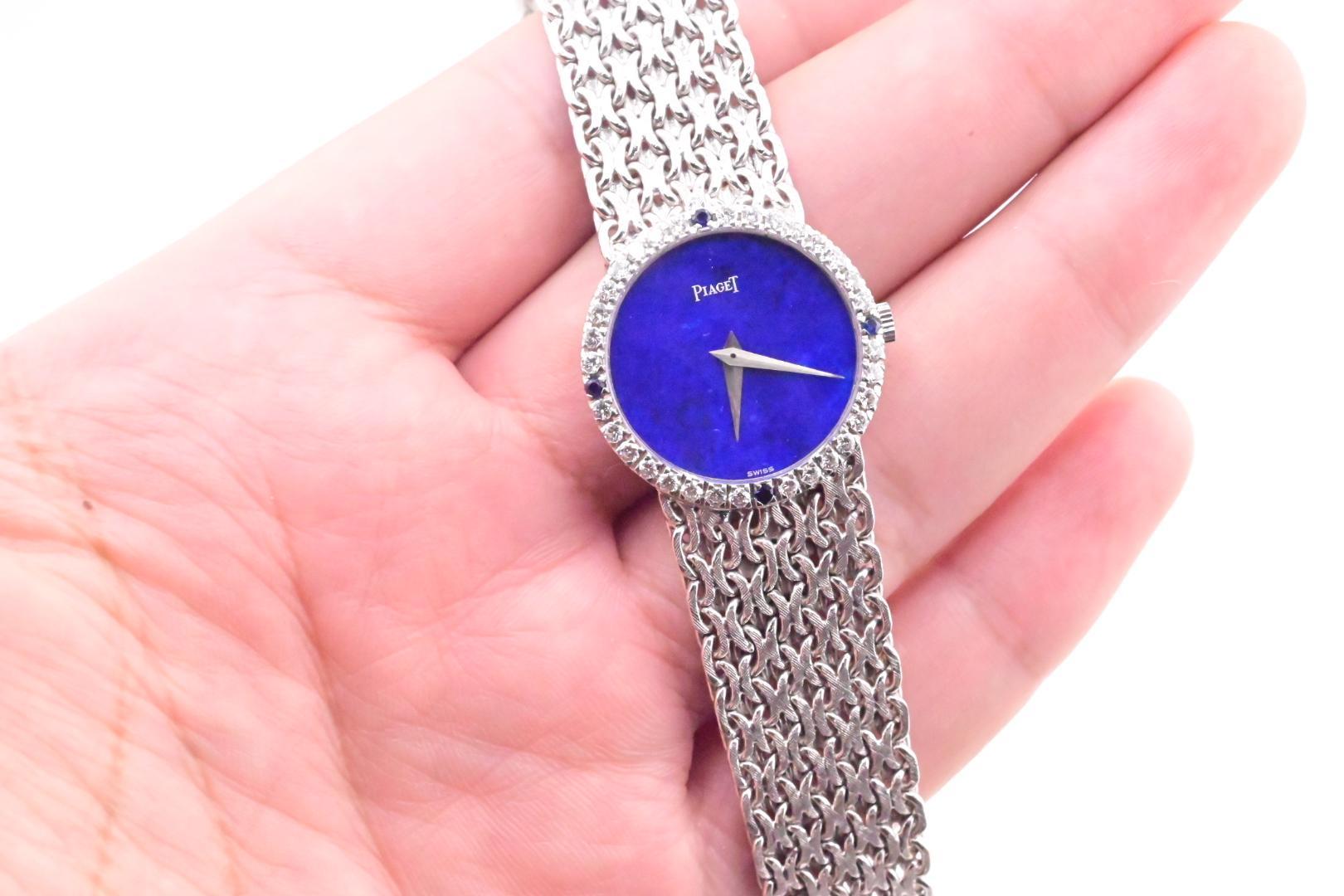 Super Gorgeous 18K White Gold Piaget Ladies Watch Lapis Dial 926 M22 Ref 7