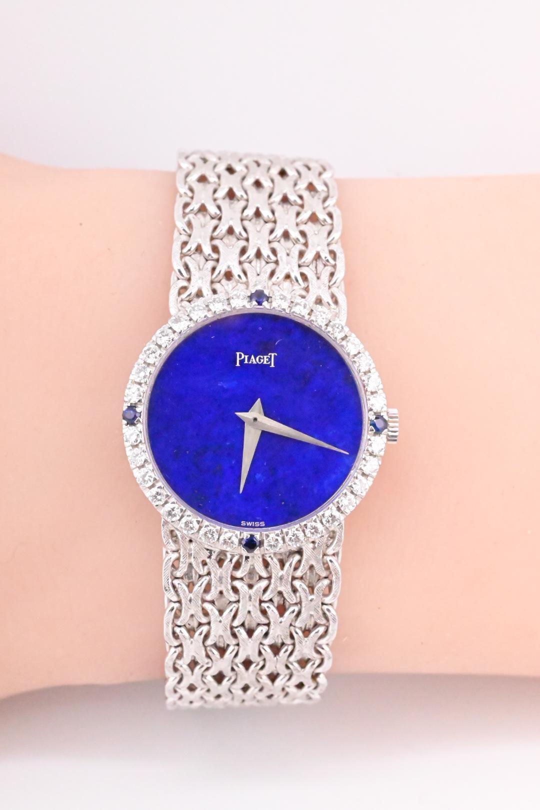 Round Cut Super Gorgeous 18K White Gold Piaget Ladies Watch Lapis Dial 926 M22 Ref