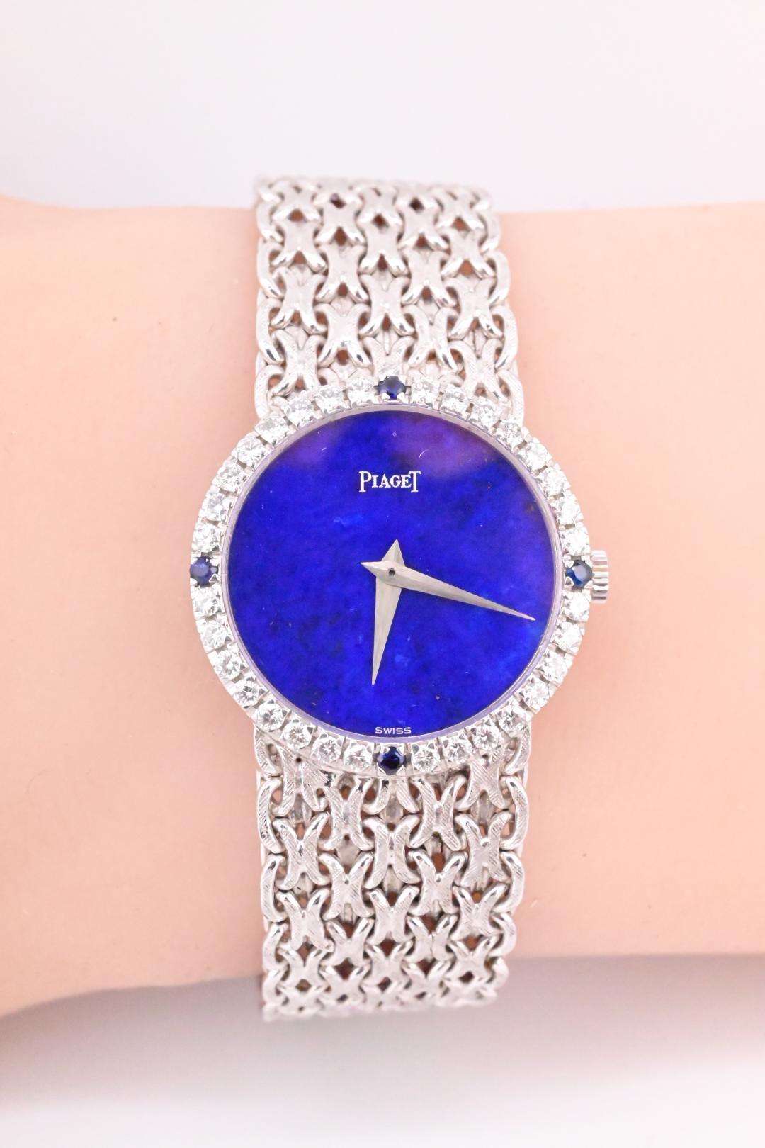 Super Gorgeous 18K White Gold Piaget Ladies Watch Lapis Dial 926 M22 Ref In Excellent Condition In Media, PA