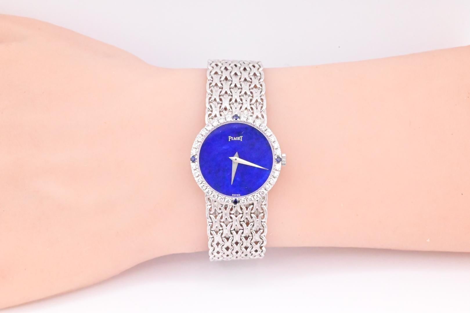 Women's or Men's Super Gorgeous 18K White Gold Piaget Ladies Watch Lapis Dial 926 M22 Ref