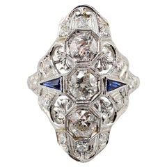 Super Gorgeous Antique Art Deco Period Diamond 
Sapphire Ring Size 6 3/4