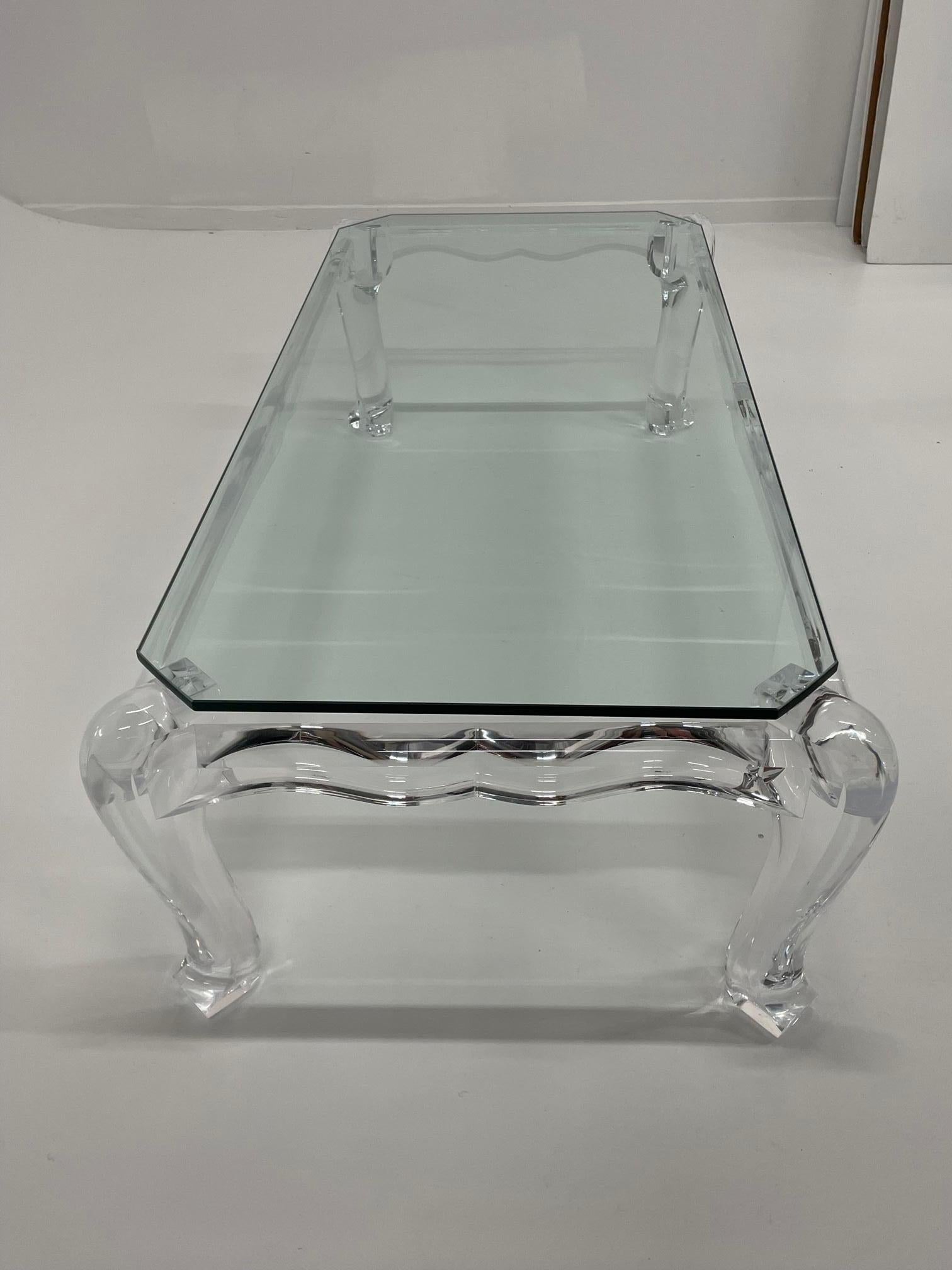 Glass Super Hot Lucite Sculptural Mid-Century Modern Coffee Table For Sale