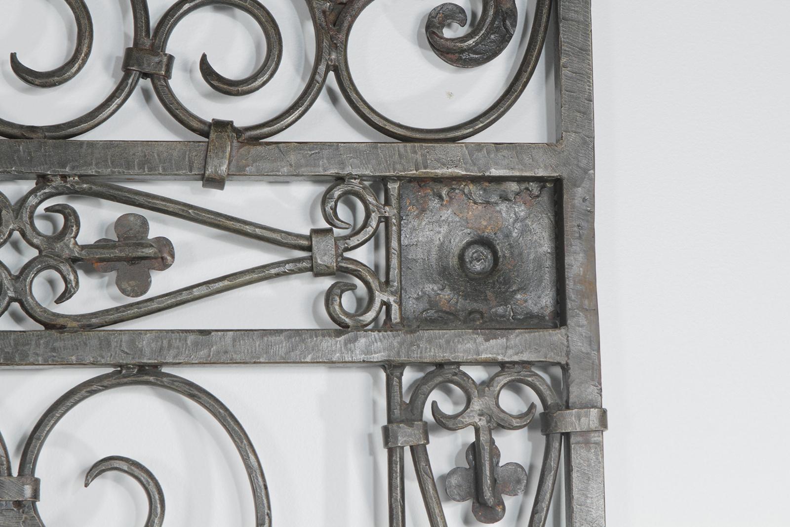 Italian Super Impressive Pair of European Hand Wrought Iron Ornate Architectural Gates