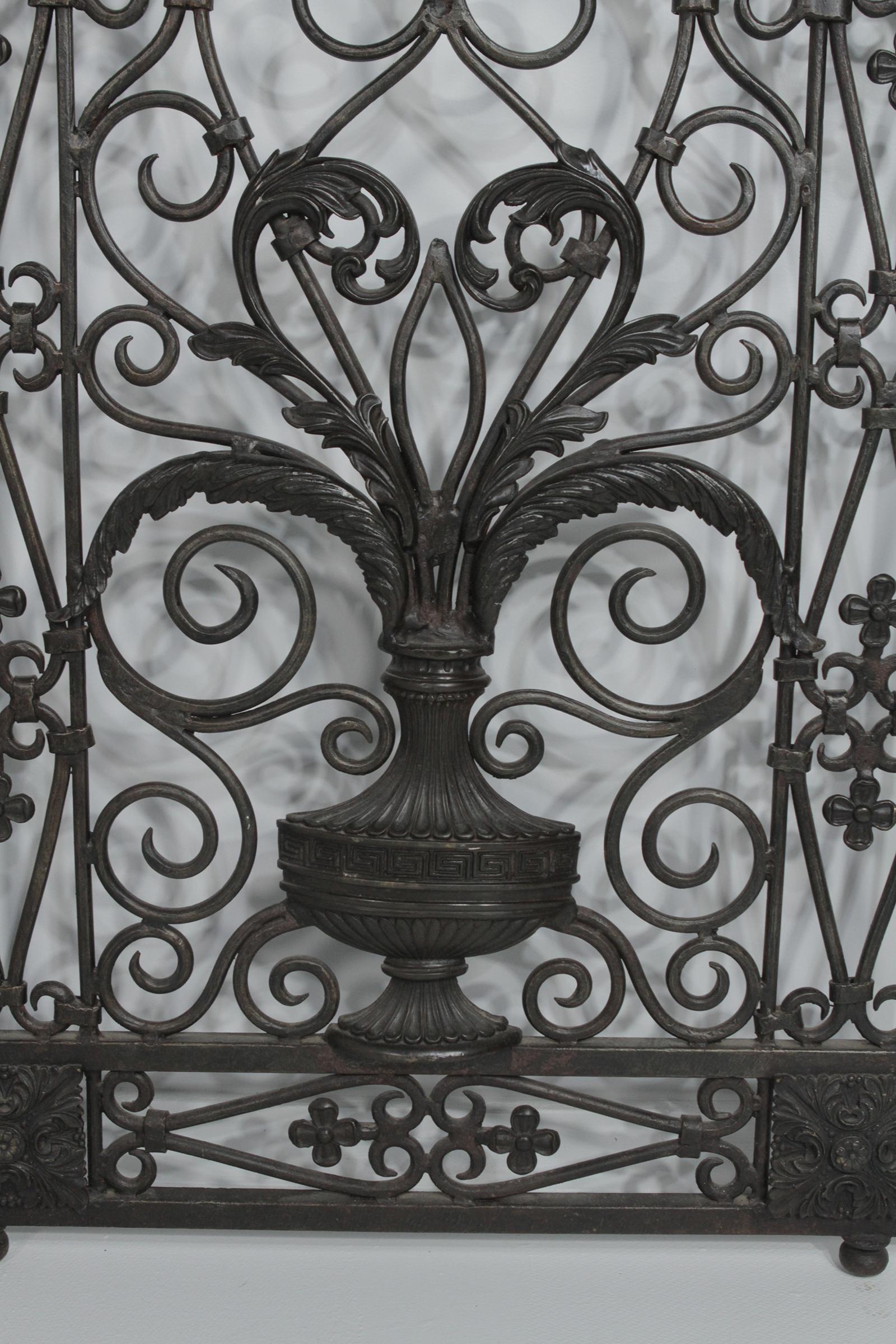 Mid-20th Century Super Impressive Pair of European Hand Wrought Iron Ornate Architectural Gates