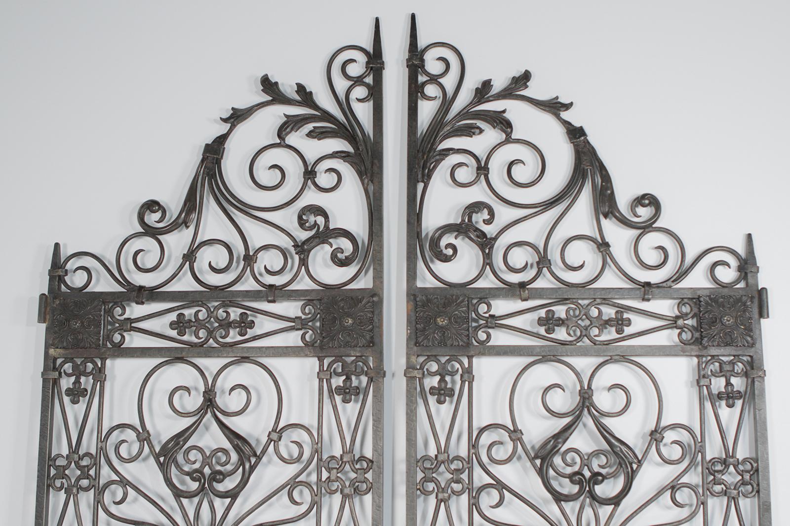 Super Impressive Pair of European Hand Wrought Iron Ornate Architectural Gates 1