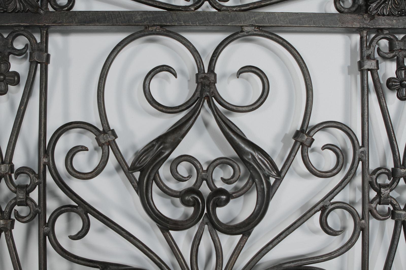 Super Impressive Pair of European Hand Wrought Iron Ornate Architectural Gates 2