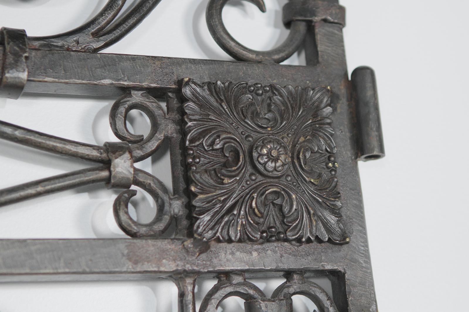 Super Impressive Pair of European Hand Wrought Iron Ornate Architectural Gates 3