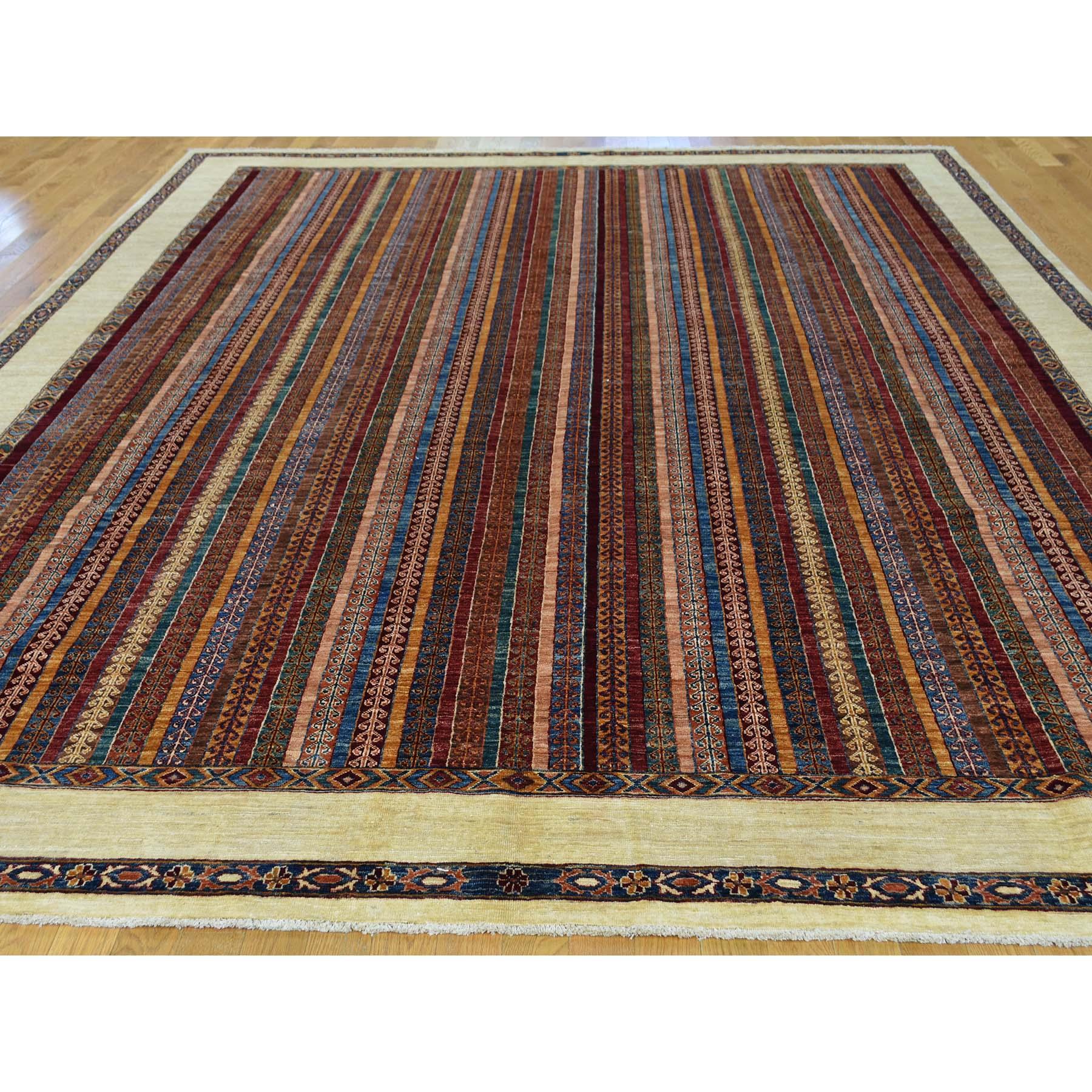This is a truly genuine one-of-a-kind super Kazak shawl design hand knotted pure wool Oriental rug. It has been knotted for months and months in the centuries-old Persian weaving craftsmanship techniques by expert artisans. Measures: 9'10