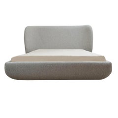Super King Size 'Cottonflower' Bed Fully Upholstered In Torri Lana Quinoa Fabric