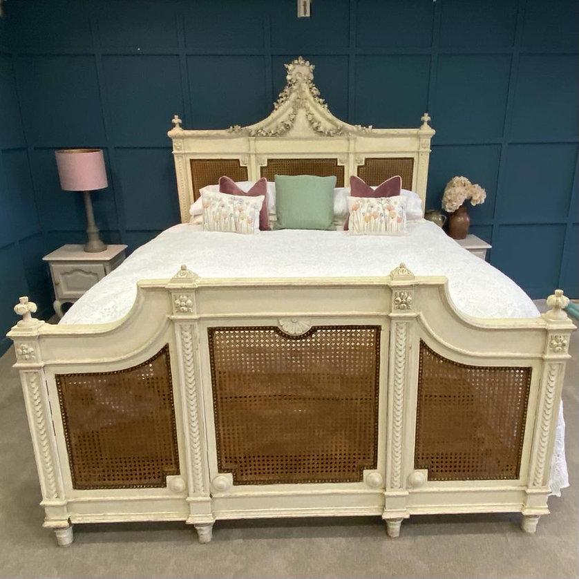 Caning Super Kingsize, Antique French Caned Bed