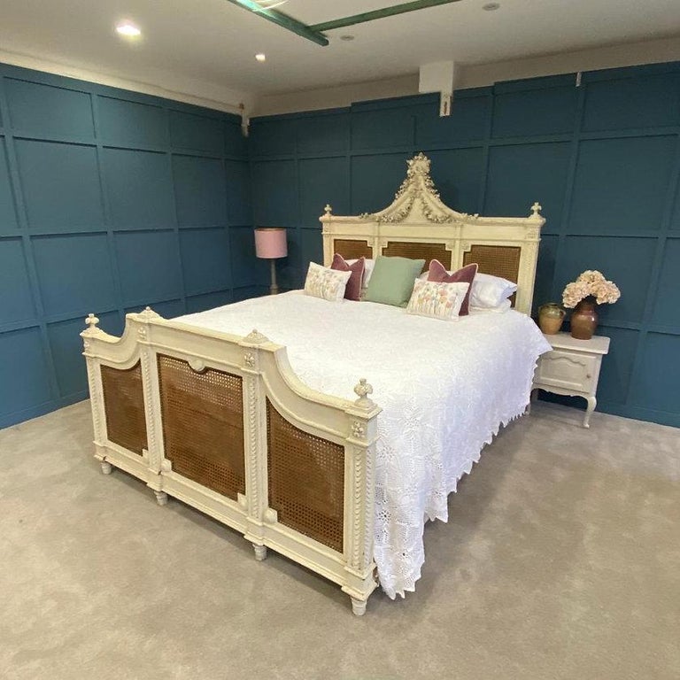 Super Kingsize, Antique French Caned Bed at 1stDibs