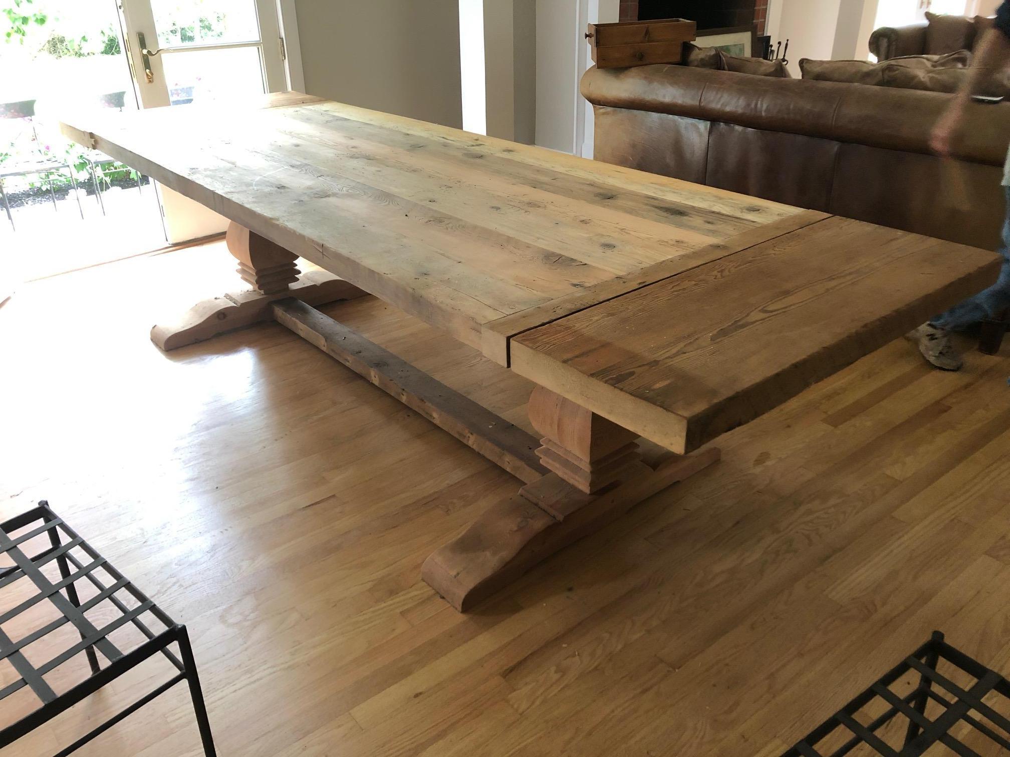 Super Large Wonderfully Rustic Handcrafted Trestle Farm Table Dining Table 3