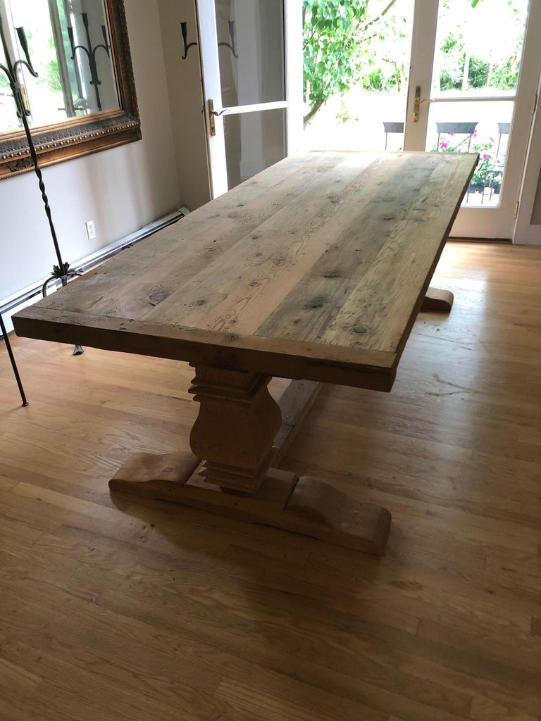 Super Large Wonderfully Rustic Handcrafted Trestle Farm Table Dining Table At 1stdibs Super Large Wonderfully Rustic Handcrafted Trestle Farm Table Dining Table At 1stdibs