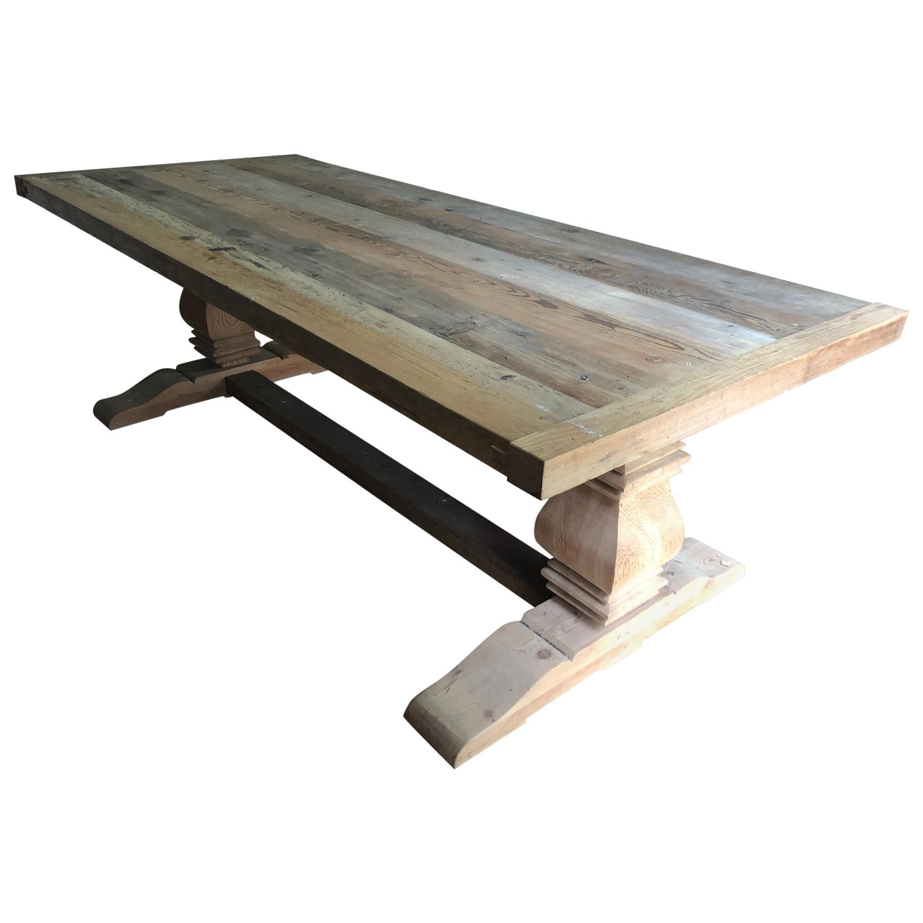 Super Large Wonderfully Rustic Handcrafted Trestle Farm Table Dining Table