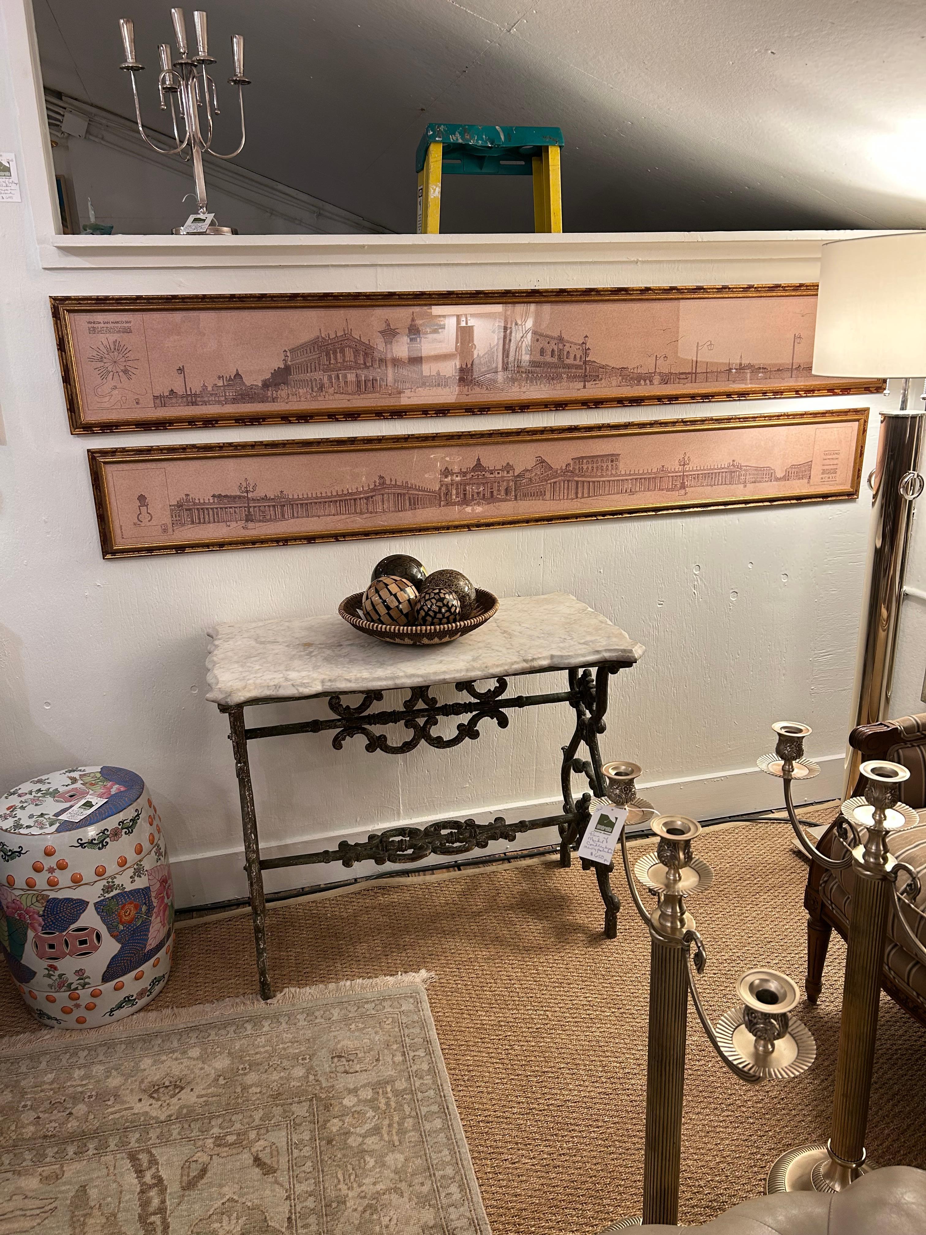 Super Long Beautifully Framed Architectural Renderings of Venice & The Vatican For Sale 4