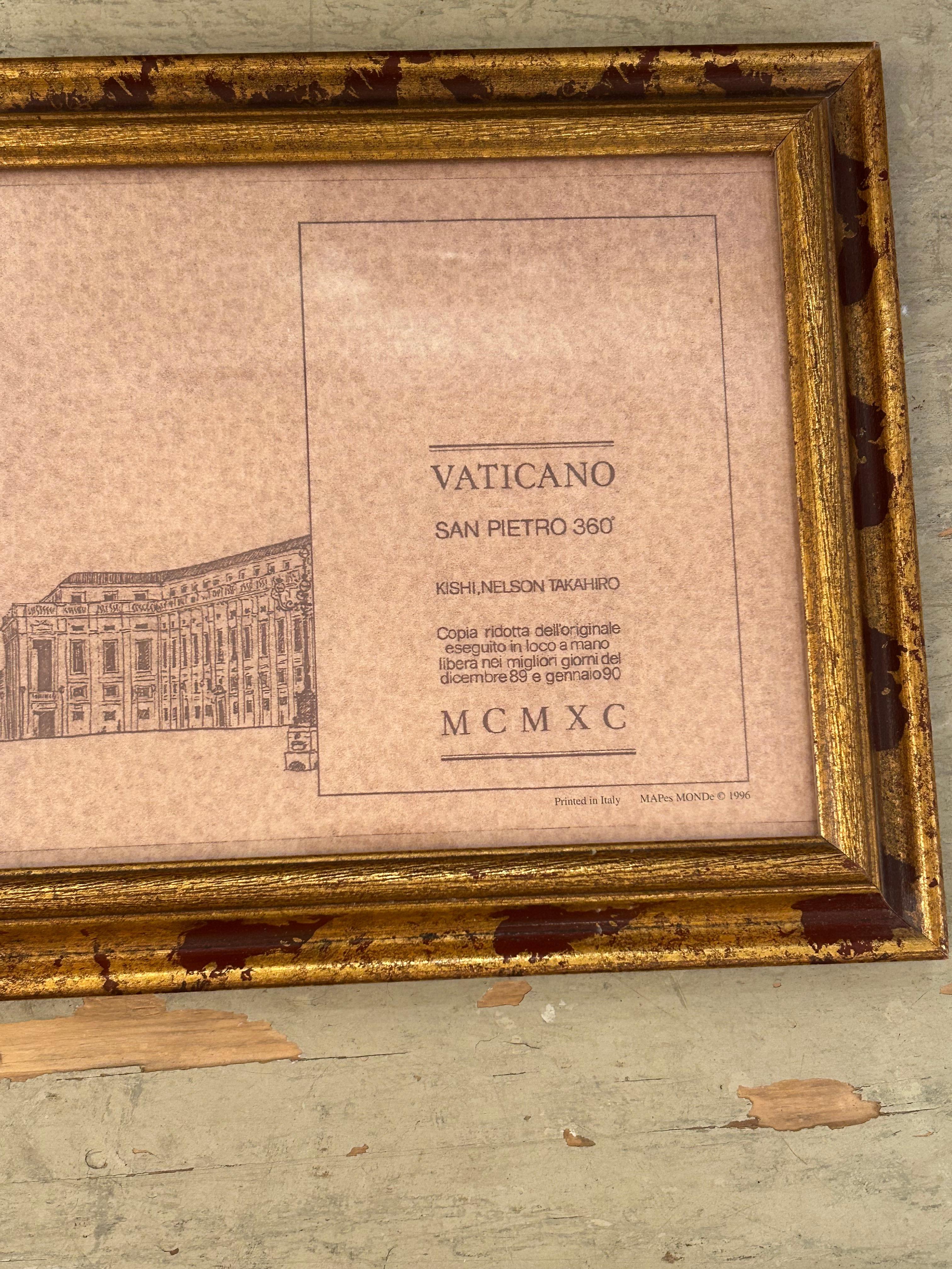 Contemporary Super Long Beautifully Framed Architectural Renderings of Venice & The Vatican For Sale