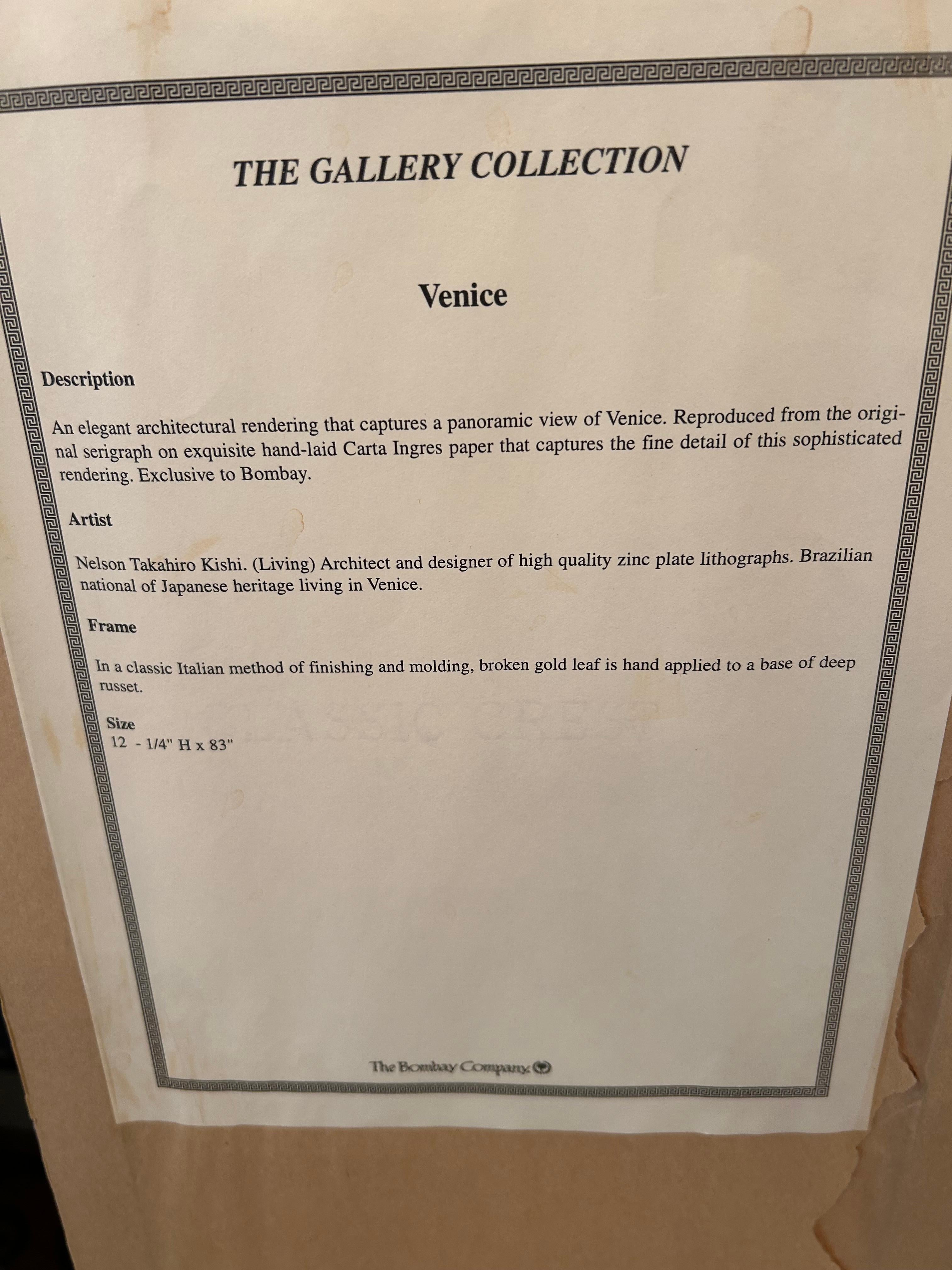 Super Long Beautifully Framed Architectural Renderings of Venice & The Vatican For Sale 2