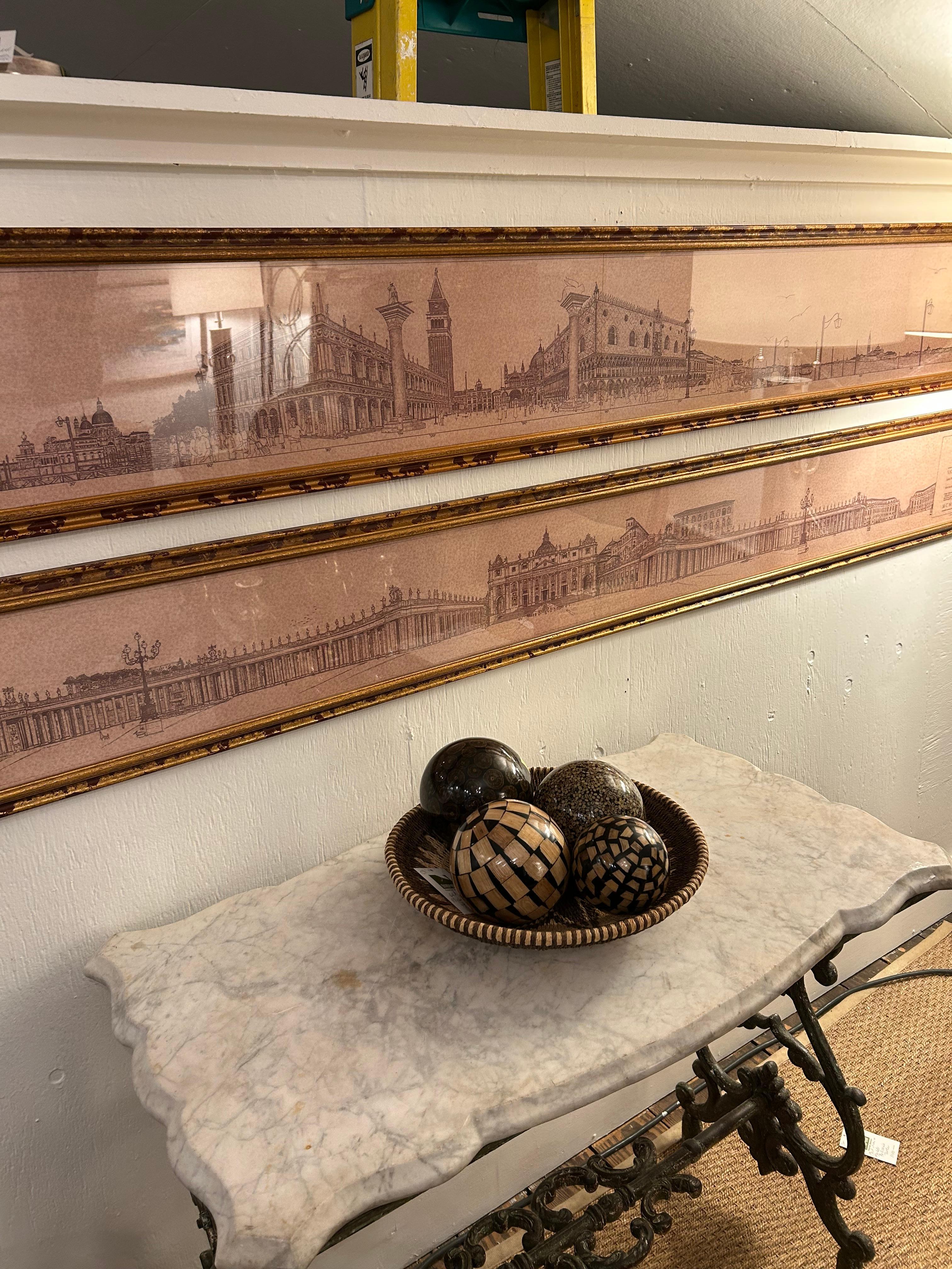 Super Long Beautifully Framed Architectural Renderings of Venice & The Vatican For Sale 3