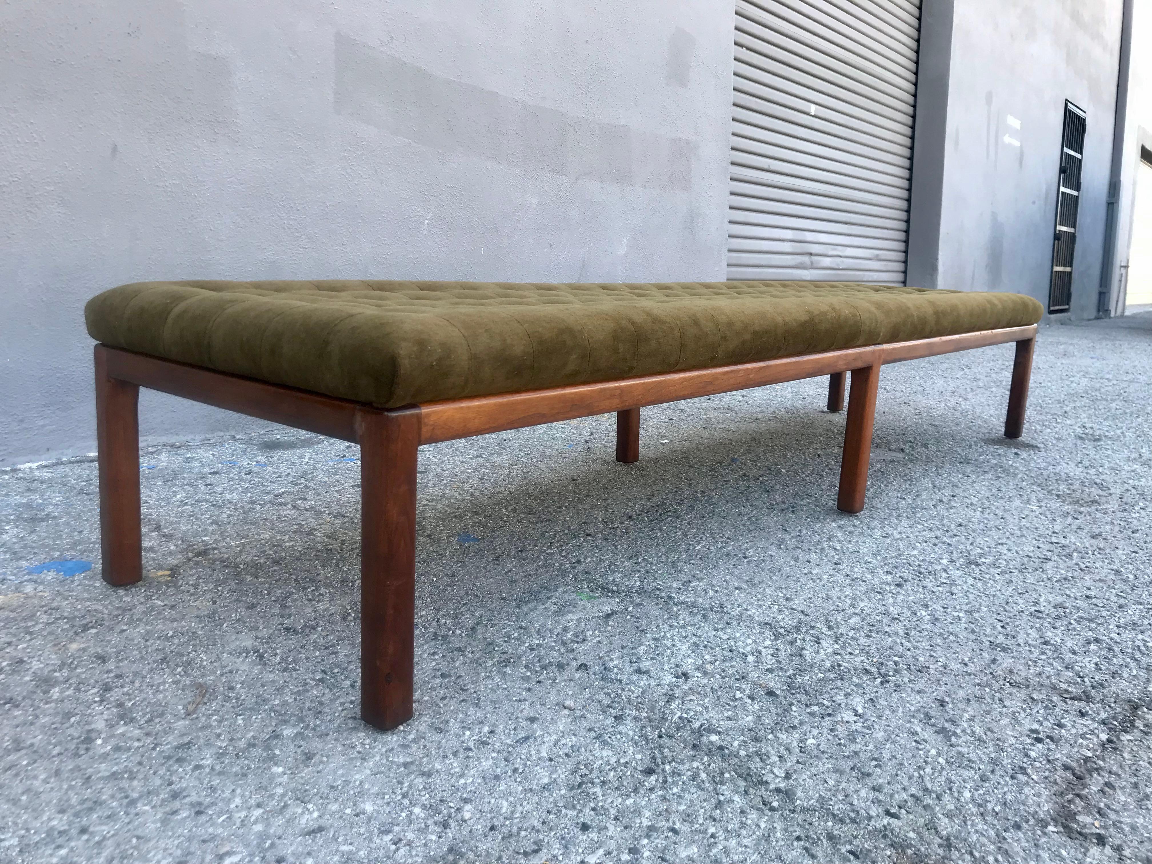 Woodwork Super Long Bench with Tufted Mohair