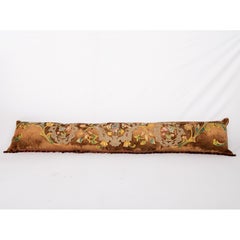 Super Long Body Pillow Cover made from an antique embroidery on silk Velvet