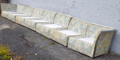 Super Long Chrome Frame Sectional Box Sofa Attributed to Baughman