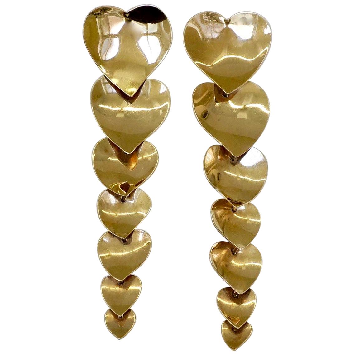 Super Long Heart-Shaped Dangle Earrings, 1980s