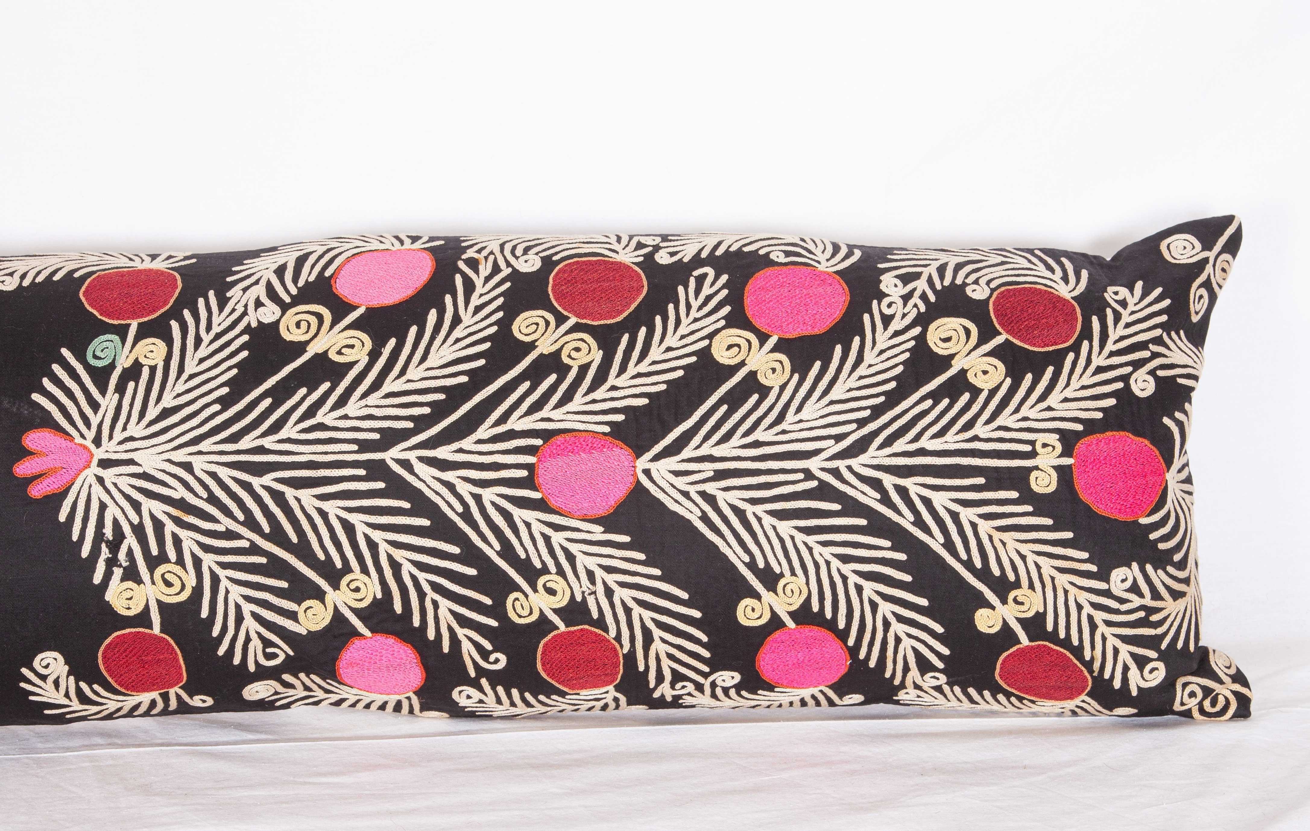 Super Long Lumbar Pillow Case Made from a Vintage Suzani In Fair Condition In Istanbul, TR