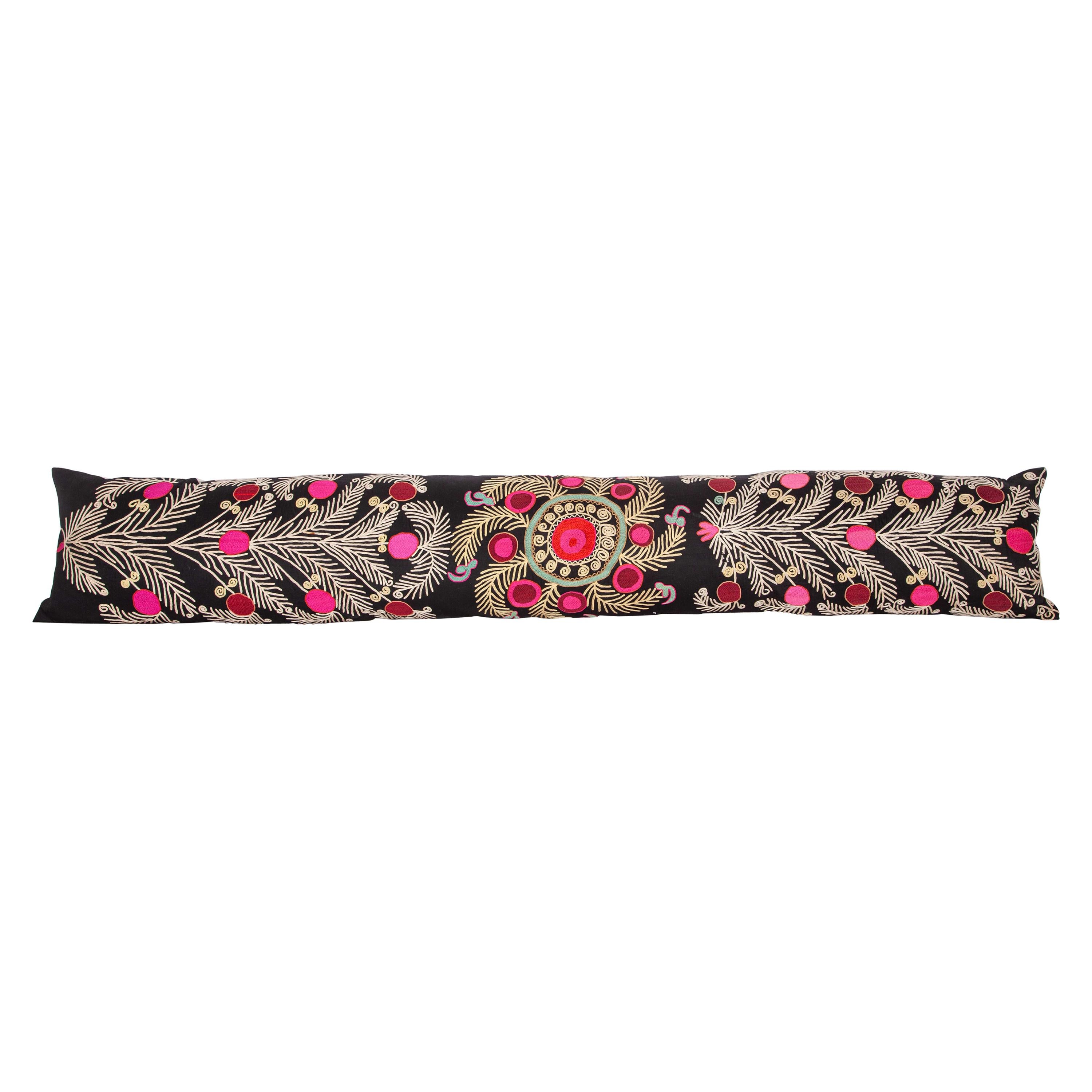 Super Long Lumbar Pillow Case Made from a Vintage Suzani