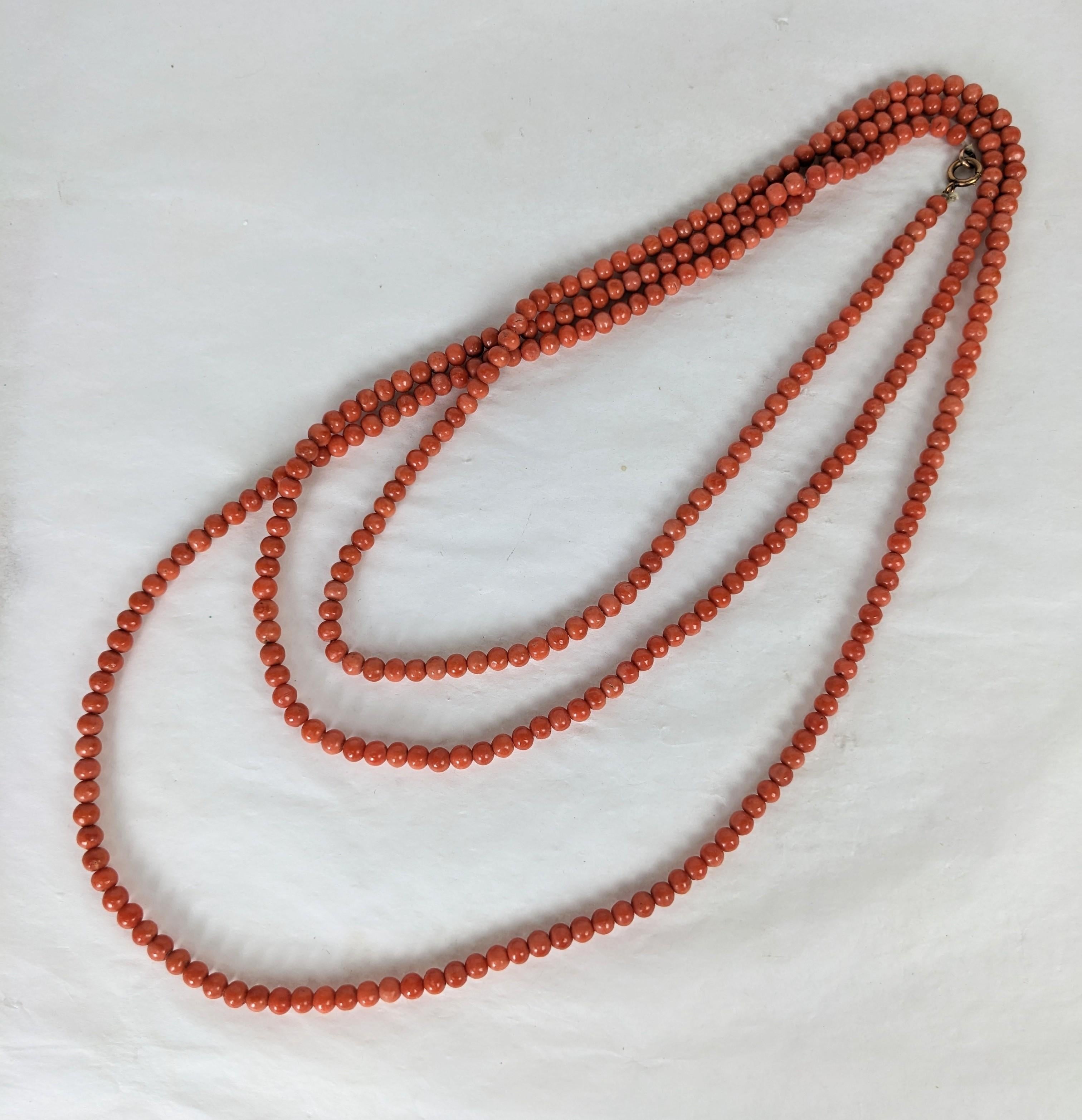 Women's or Men's Super Long Victorian Genuine Coral Beads For Sale