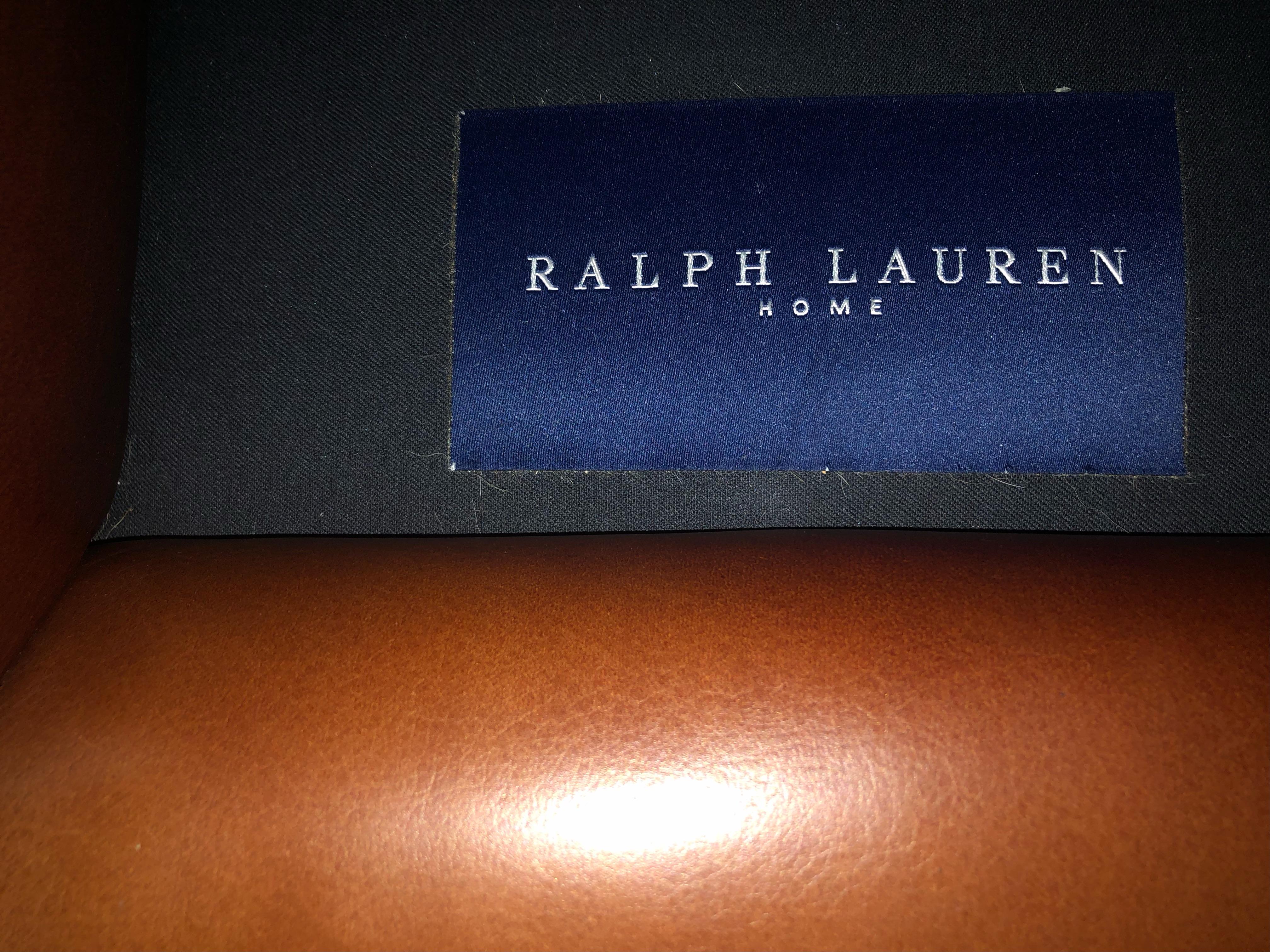Super Luxe Ralph Lauren Tufted Leather Writer's Club Chair & Ottoman 3