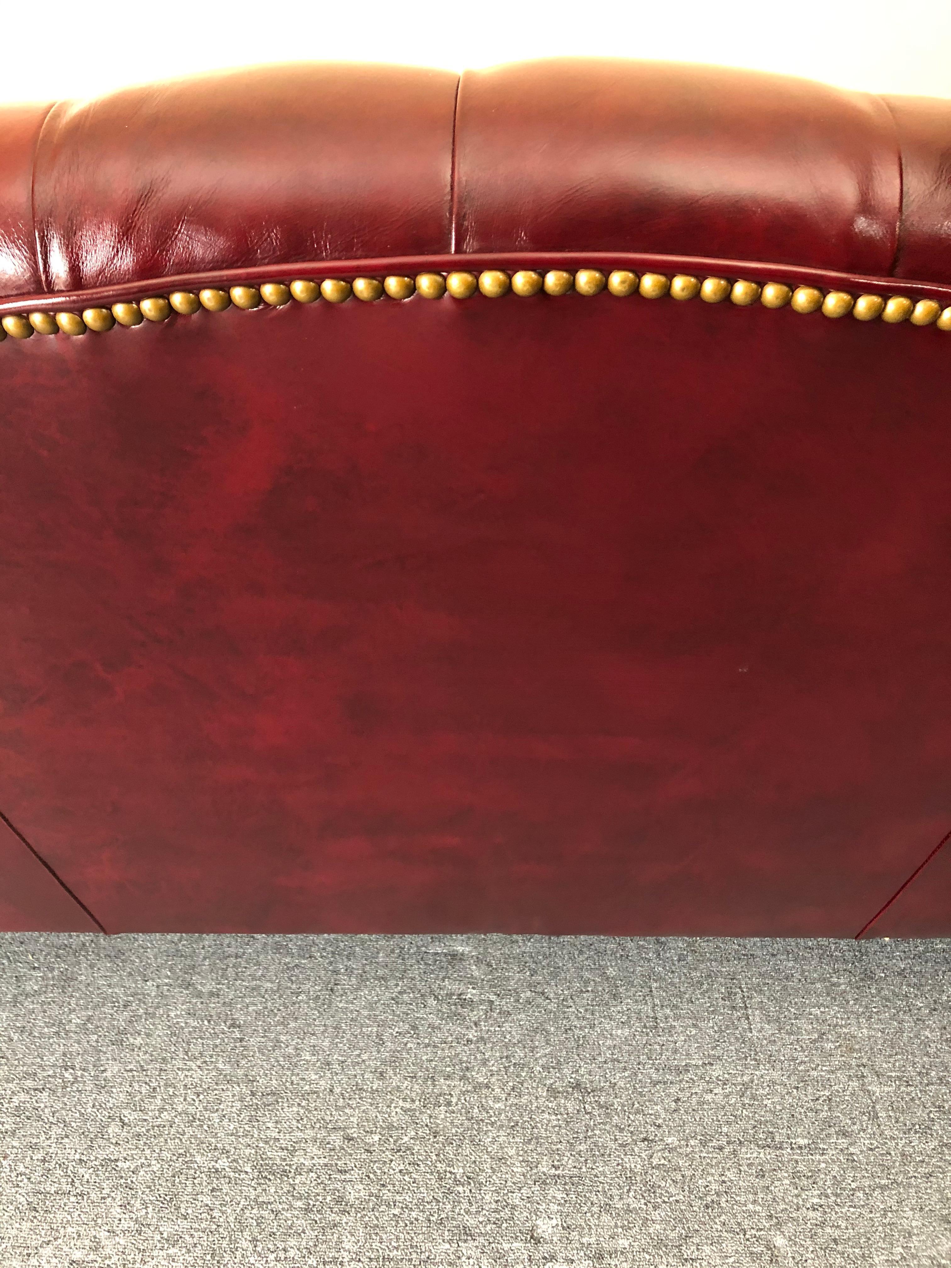 Super Luxurious Hancock & Moore Maroon Tufted Leather Chesterfield Style Sofa 2