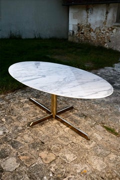 Super Malta marble and brass dining table by Roche Bobois, 1980s