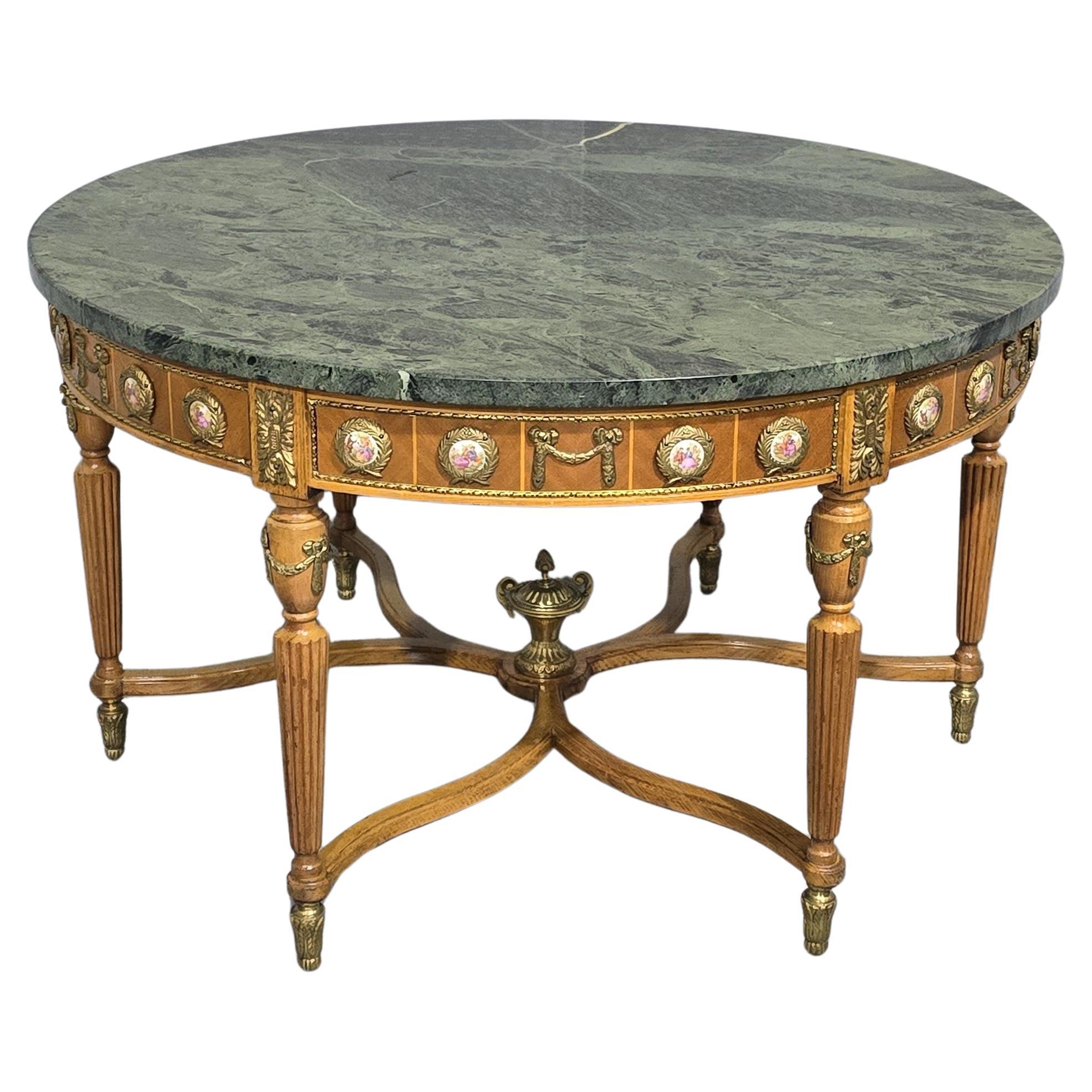 Super Marble and Porcelain Plaque Coffee Table For Sale