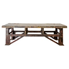 Vintage Super Metal Clad Wood + Steel Industrial Table  