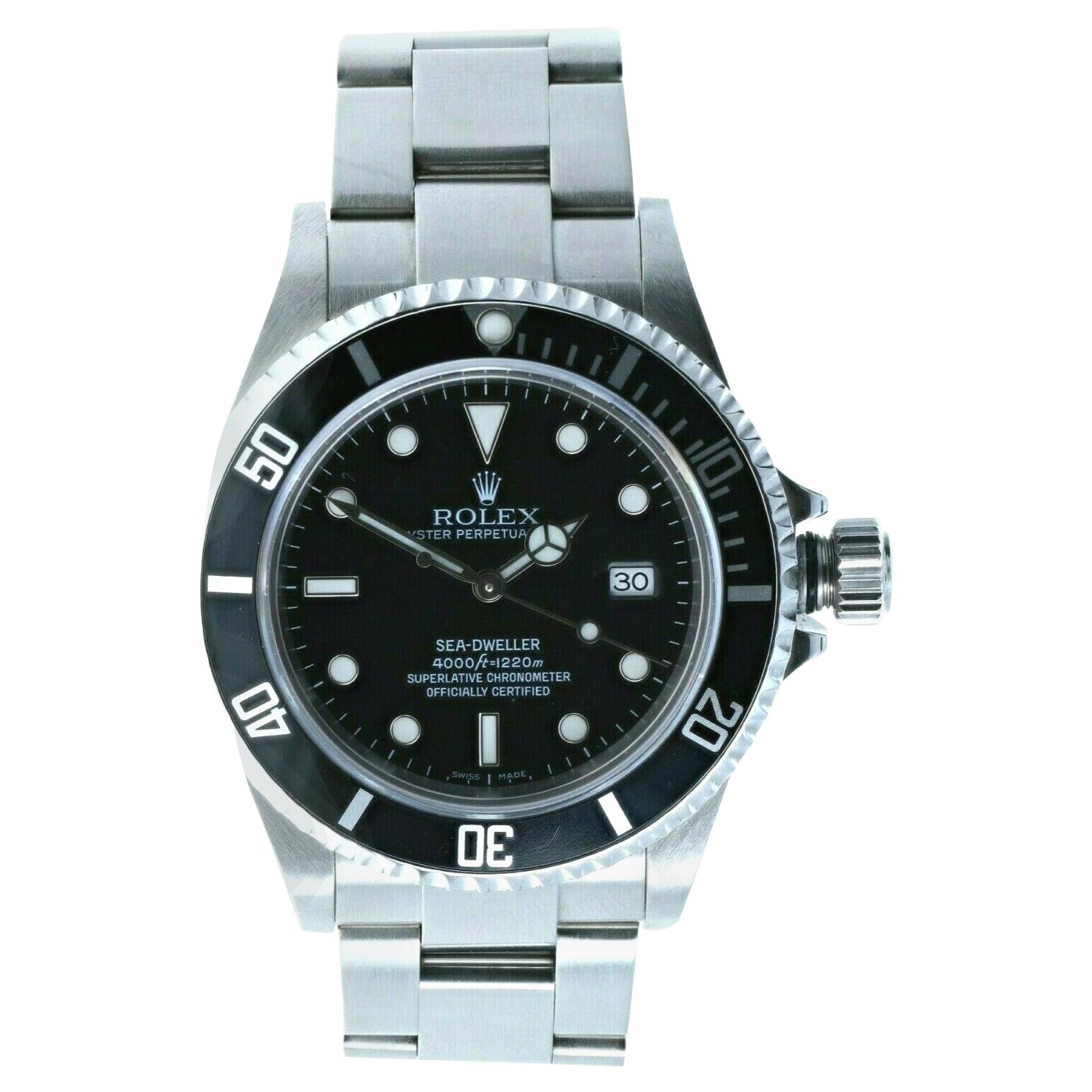 Super Mint Rolex 16600 Sea-Dweller Black Dial Men's Watch Box & Paper For Sale