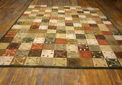 Super Multicolor Square with Special Details Contemporary American Hooked Rug